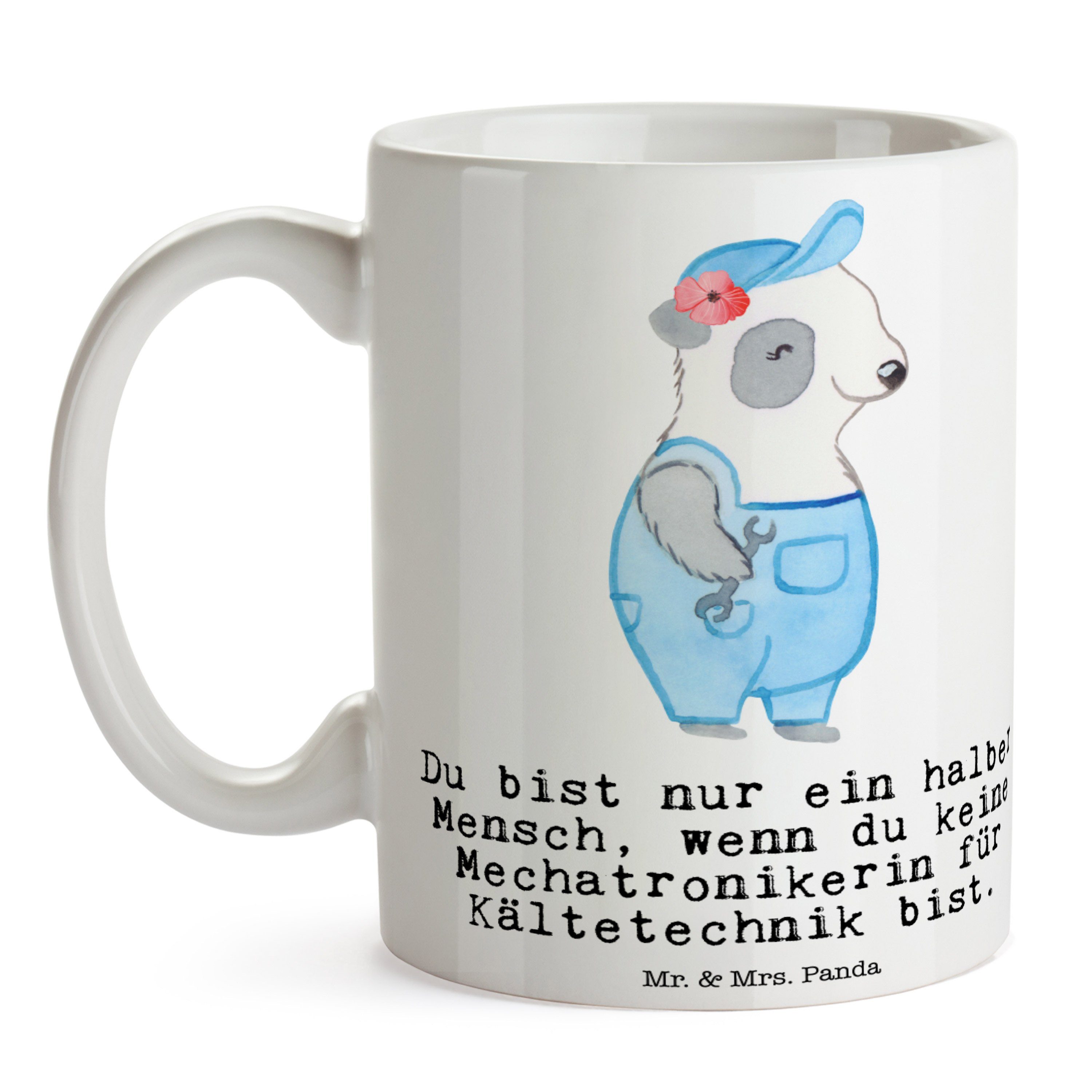 Mrs. Weiß Mechatronikerin Kollegin, Geschenk, Herz & - Tasse Panda Keramik für Kältetechnik Mr. - mit