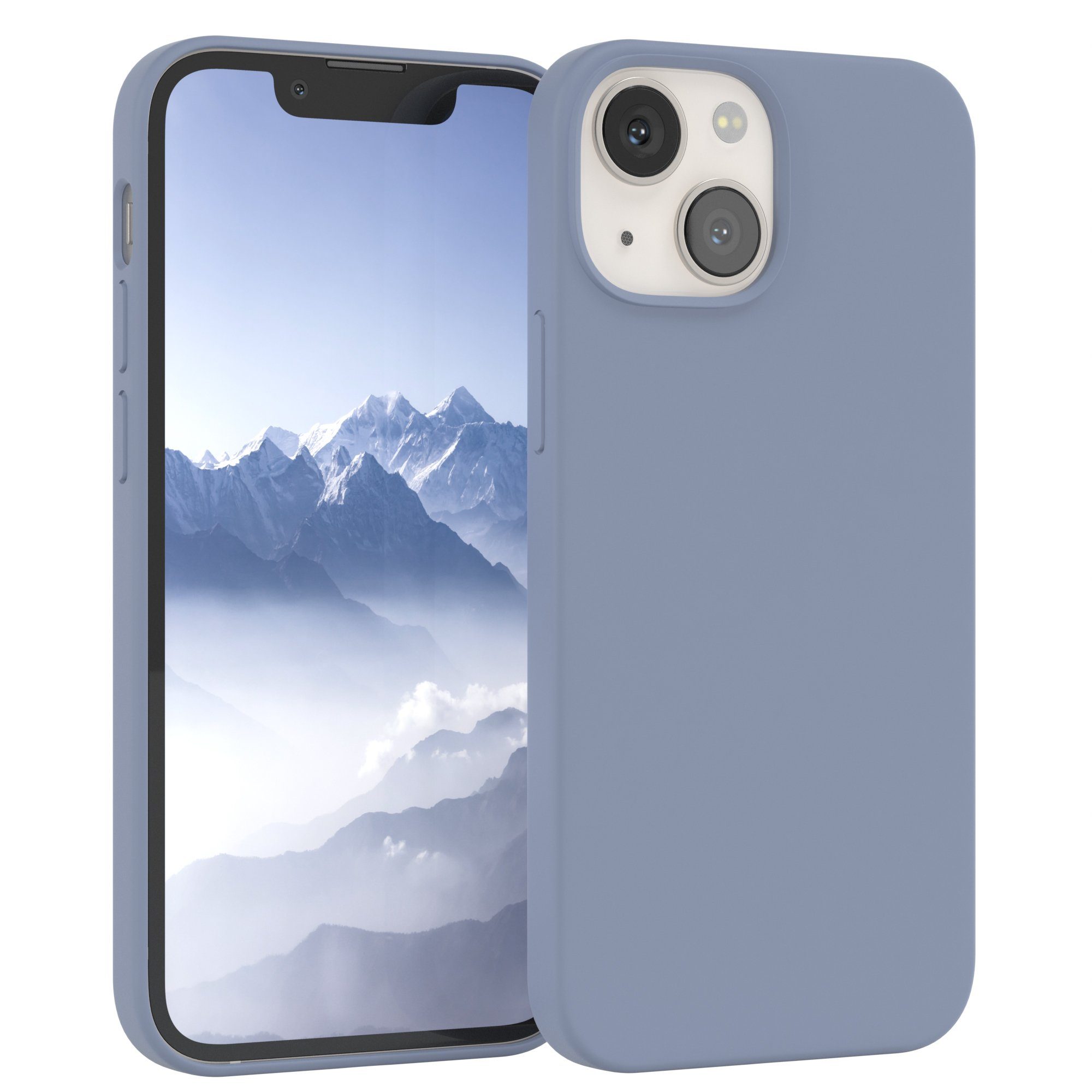 EAZY CASE Handyhülle Premium Silikon Case für Apple iPhone 13 Mini 5,4 Zoll, Hülle mit Kameraschutz Bumper Case stoßfest Handy Softcase Eis Blau