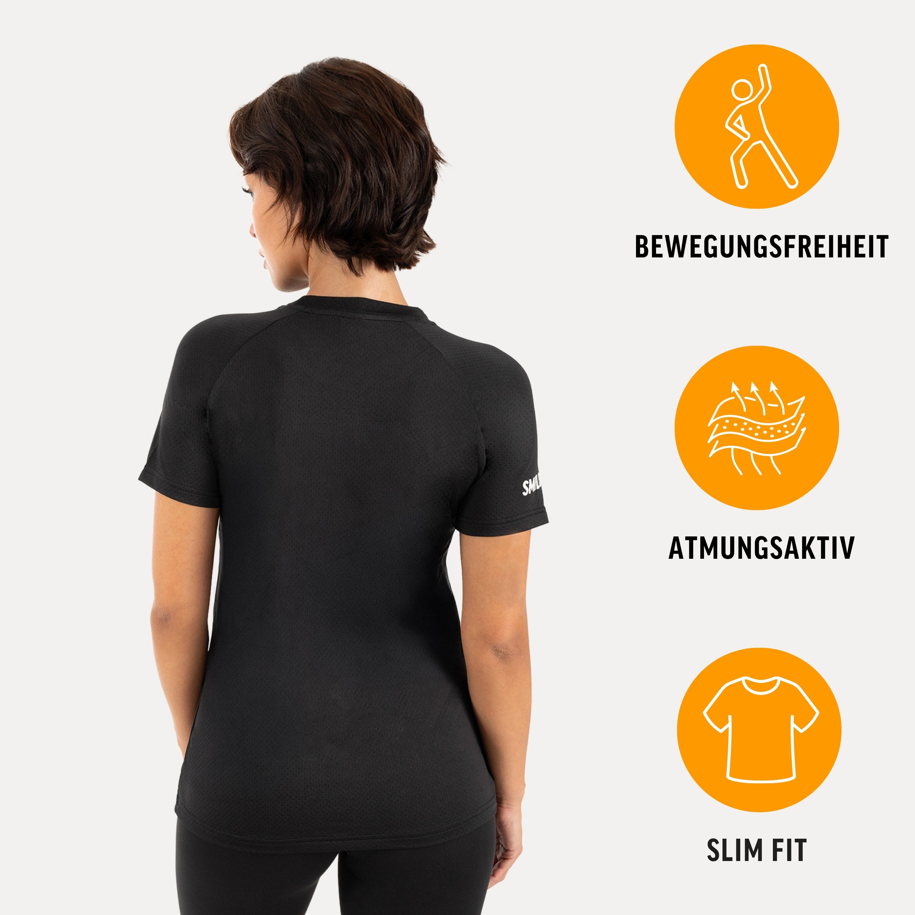 Smilodox T-Shirt Selia Damen, Slim Fit, Sport Oberteil, Baumwolle, Rundhals Arm-Print, atmungsaktiv,elastisch, für Gym, Sport, Yoga & Laufen