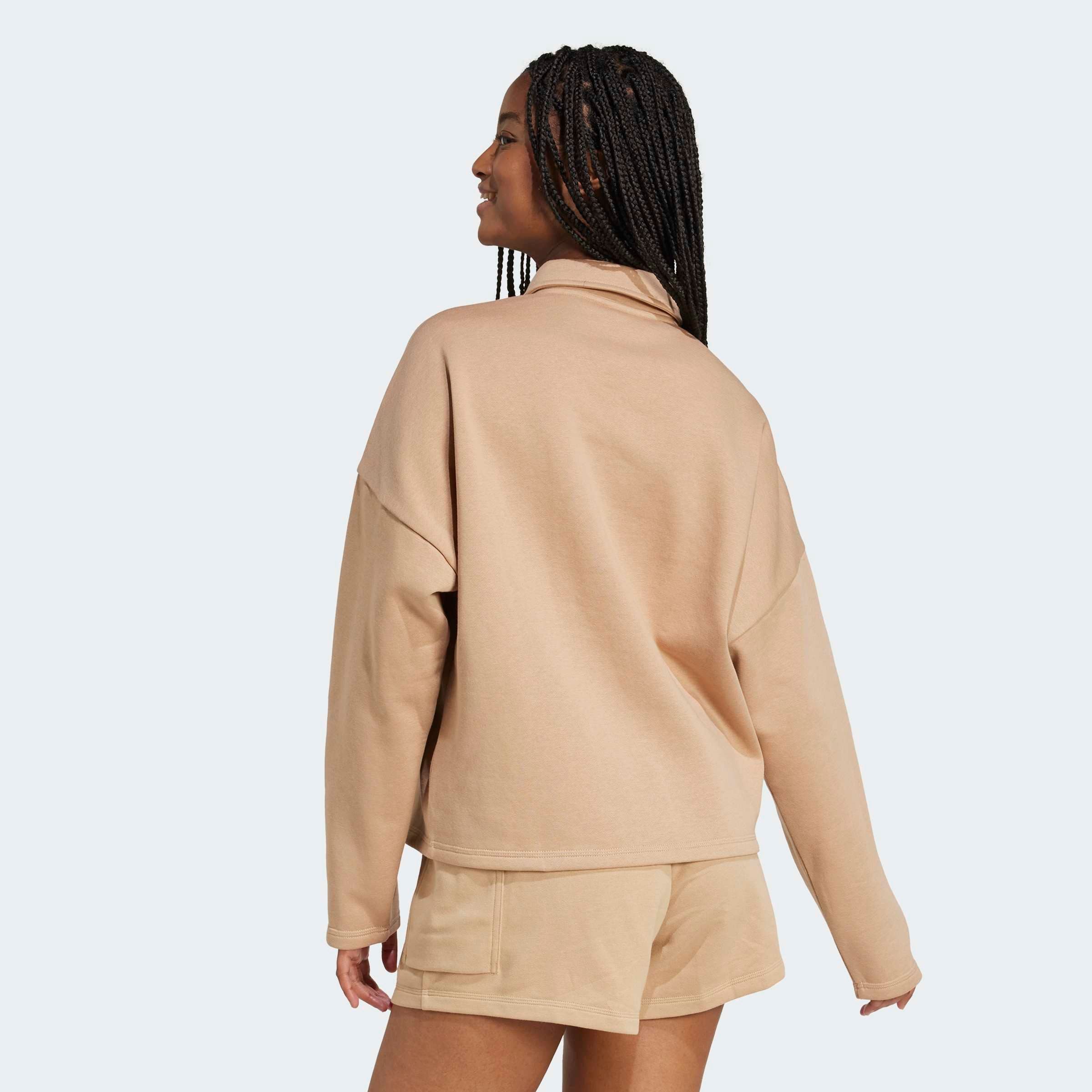 adidas Sportswear Sweatshirt ESSENTIALS LINEAR FLEECE MIT POLOKRAGEN mit Knopfleiste, aus Baumwolle, Polyester und Viskose