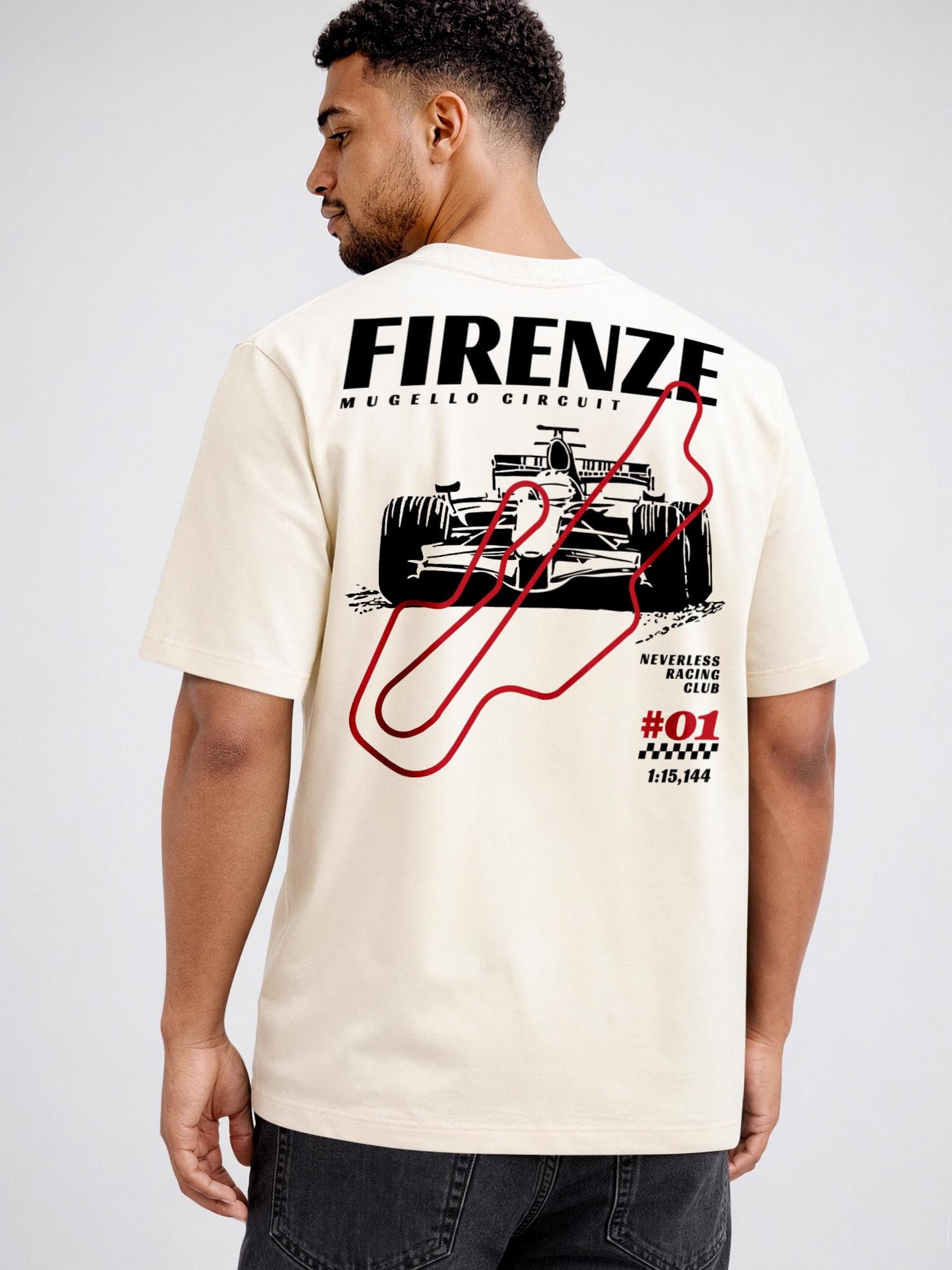Neverless Oversize-Shirt Herren T-Shirt - Firenze Mugello - Oversized Relaxed Fit Sommer mit Print – Bild 2 von 5