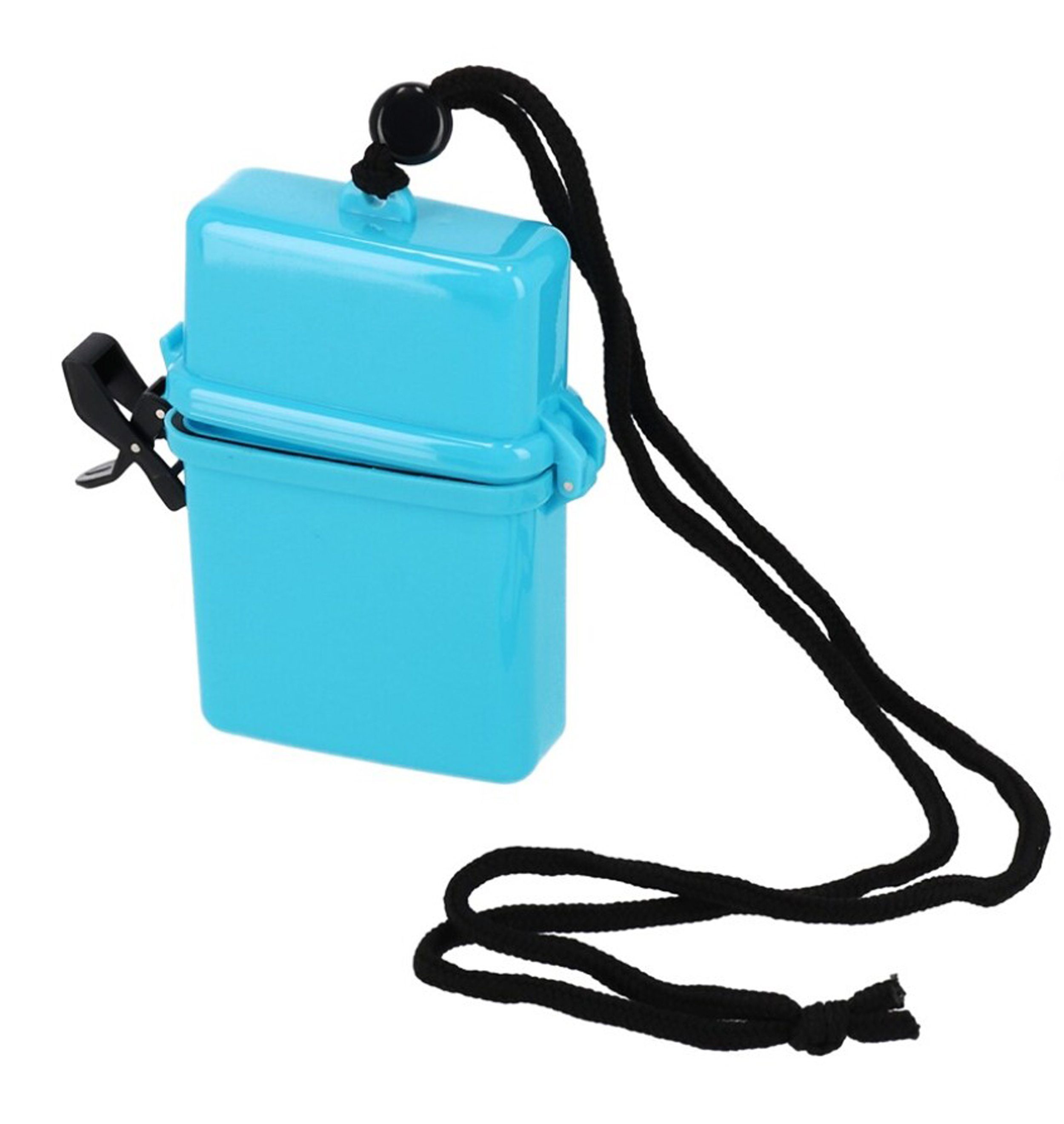 Aufbewahrungsbox WASSERDICHTE BOX 12x9,5x3,5cm Kunststoff Nackenband Blau  56 (Blau), Kunststoffbox Behälter Outdoor wasserdicht