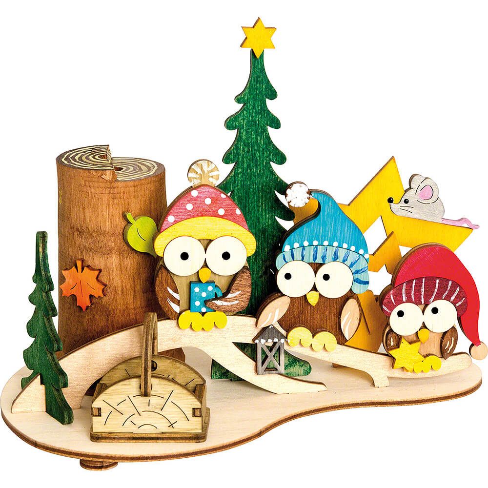 Kuhnert Räuchermännchen Bastelset Rauchhaus Eulen (14cm) von Drechslerei Kuhnert