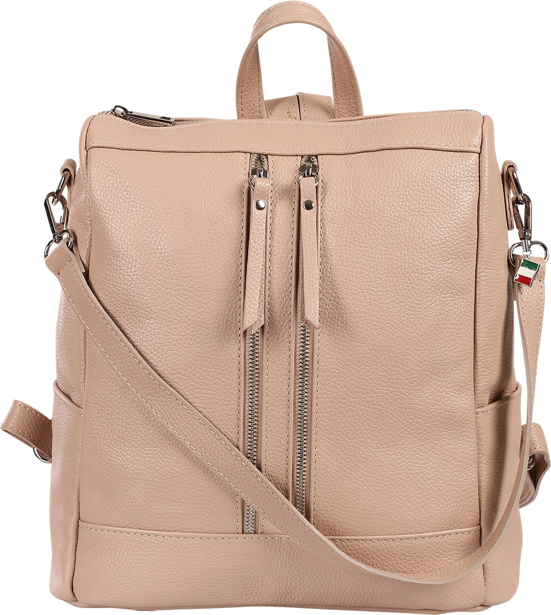 FLORENCE Cityrucksack Florence Rucksack Damen Echtleder, Damen Leder Cityrucksack, rosa ca. 30cm