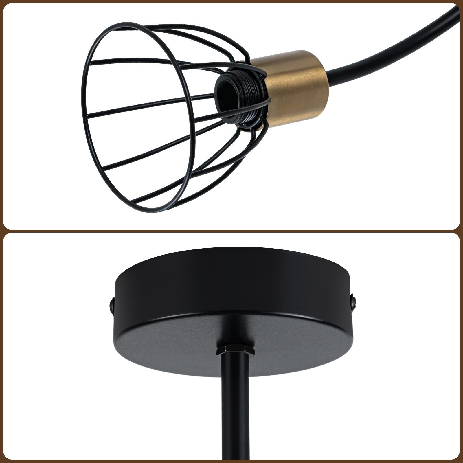 ZMH Deckenleuchte Schwarz Deckenlampe Vintage aus Metall Wohnzimmer 3 Flammig E14, ohne Leuchtmittel