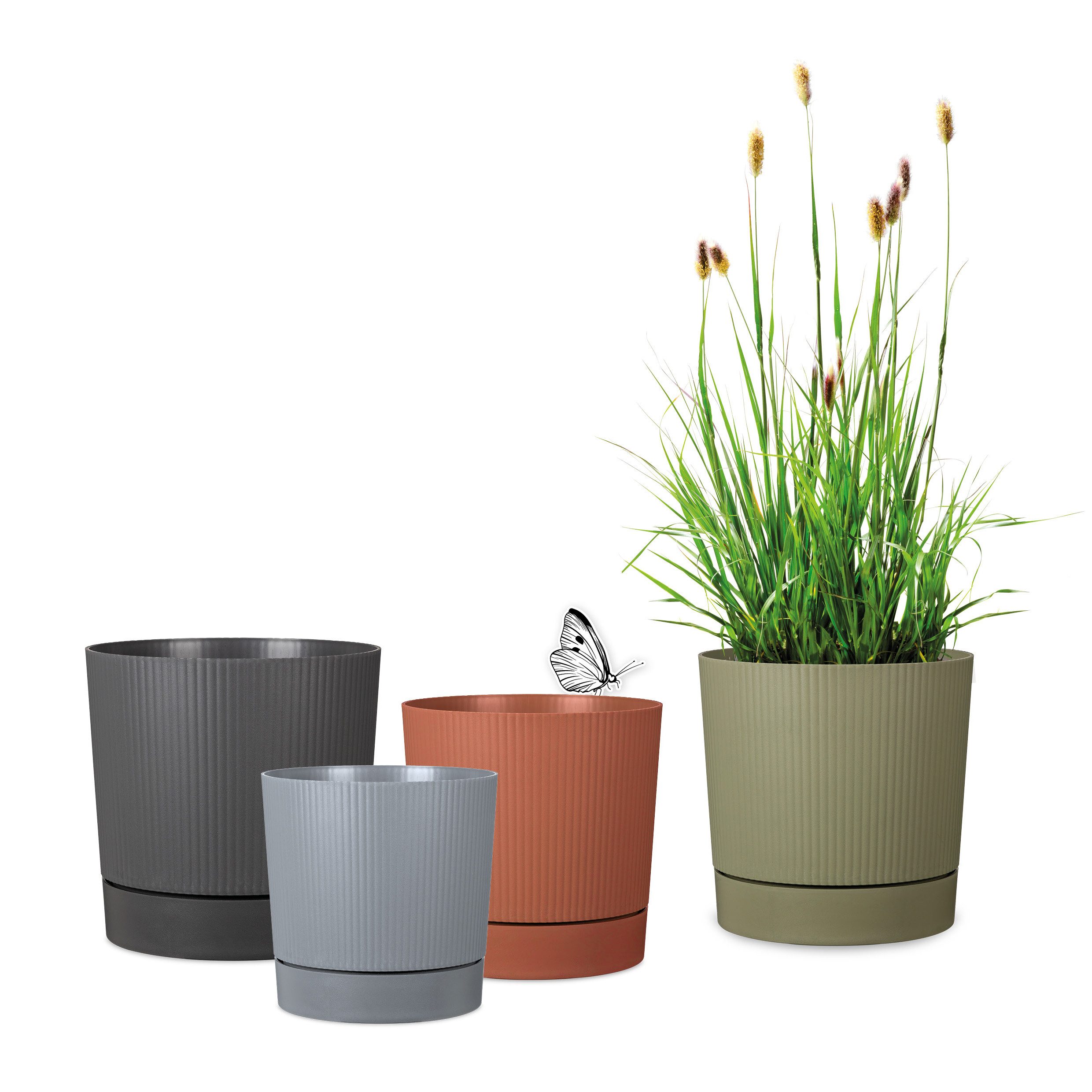 Scheurich Übertopf 29/249 LINO+, Pflanzgefäß aus Kunststoff, ØxH: 29x29 cm