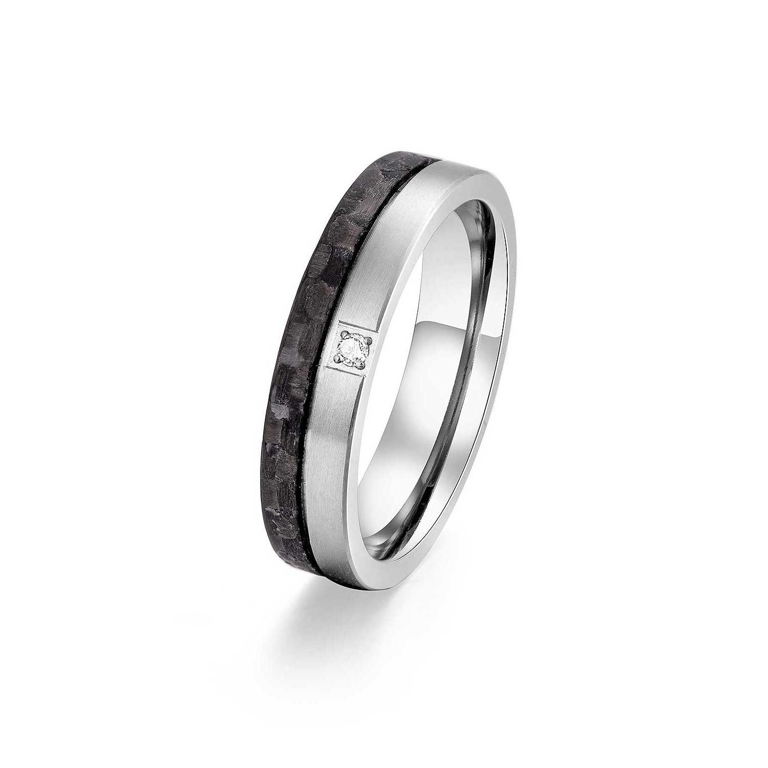 Adam & Eve Trauring Carbon/Titan - Eheringe, Partnerringe "AEC53W" mit Zirk günstig online kaufen