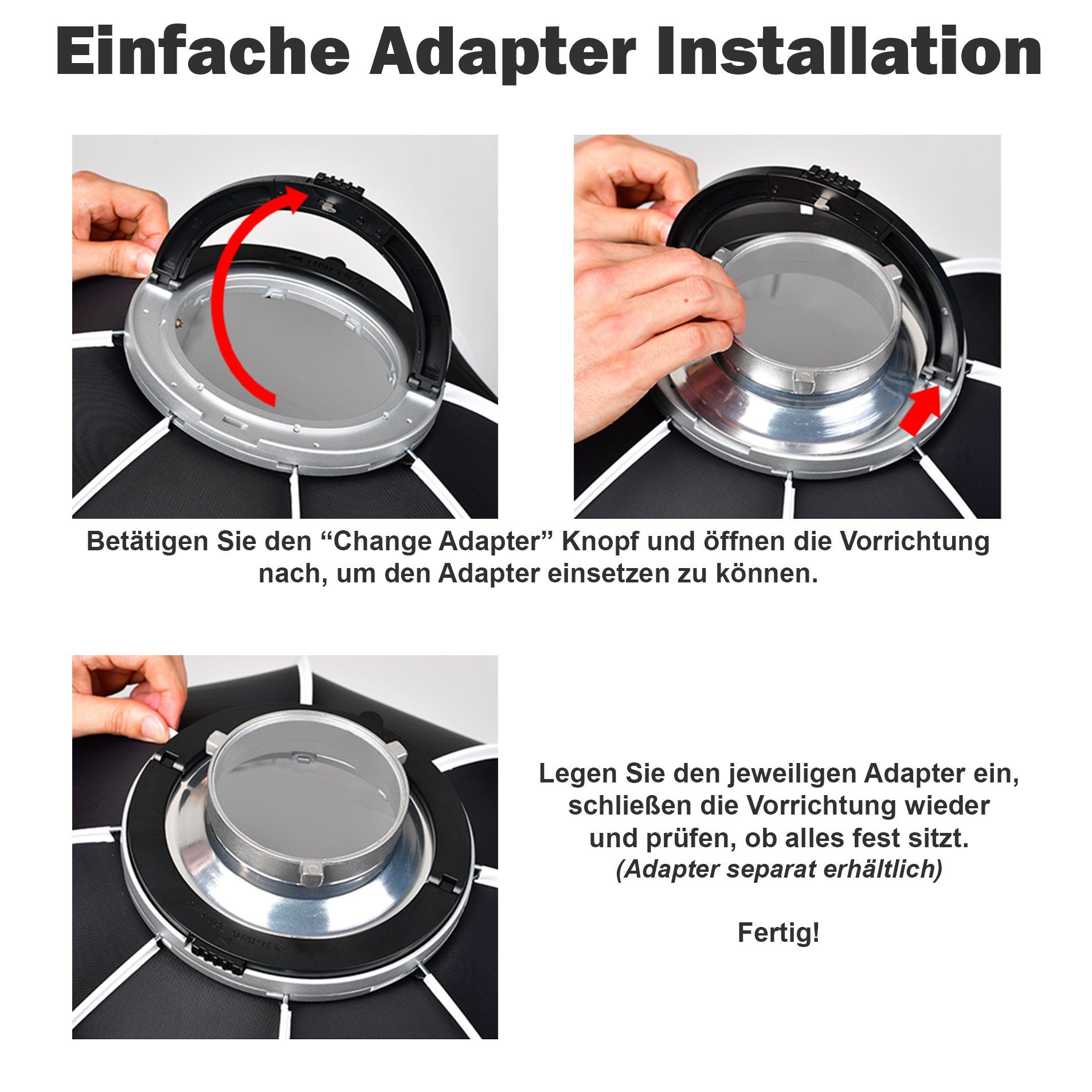 Softbox Blitzschnell 110cm SMDV Ø, Speedbox-Flip44 Impulsfoto Softbox einsatzbereit PRO