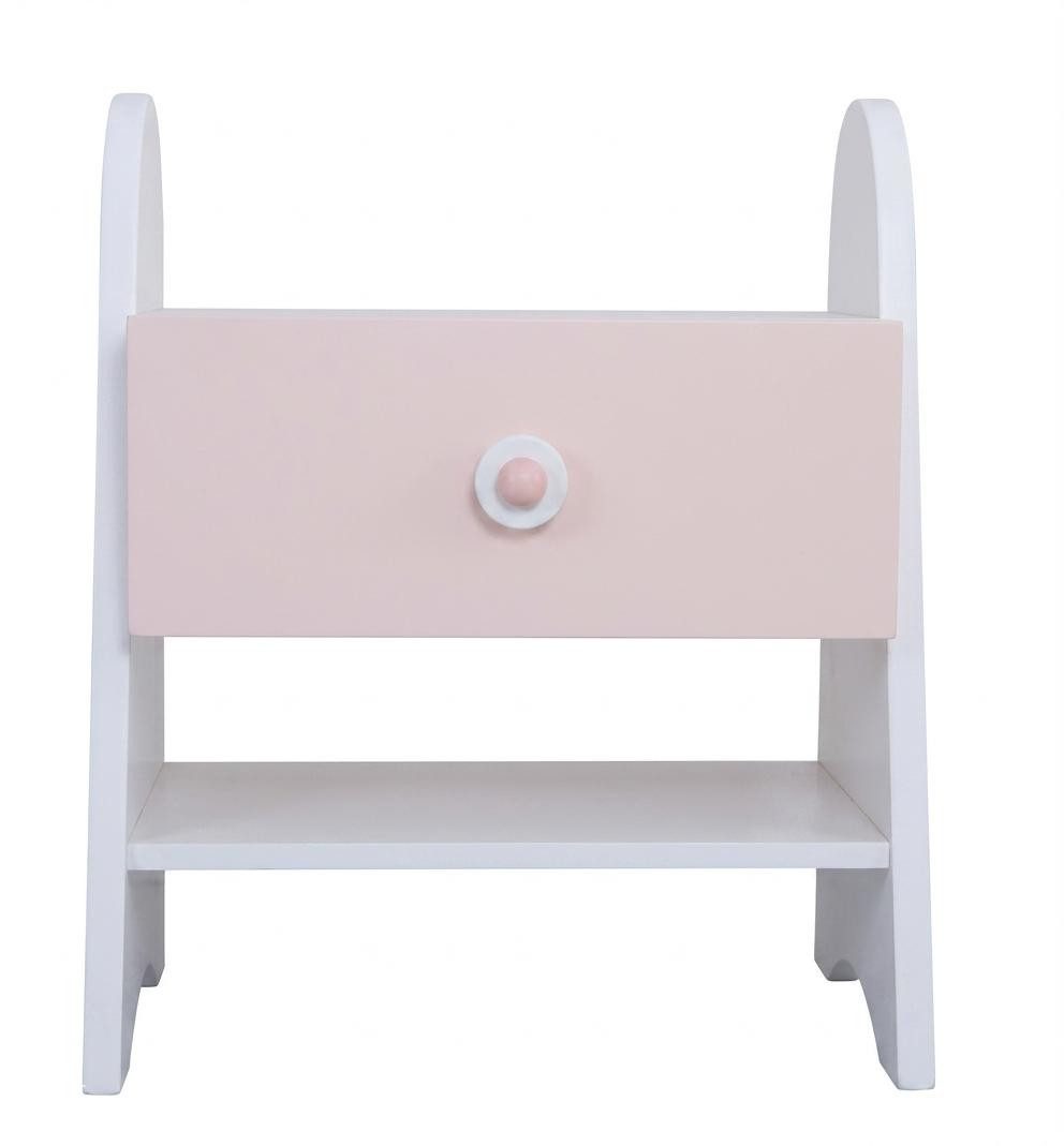Xlmoebel Nachttisch Weiß-rosa Nachttisch stilvoller Jugendzimmer Kinderzimmer Mädchen (1-St., 1-tlg)