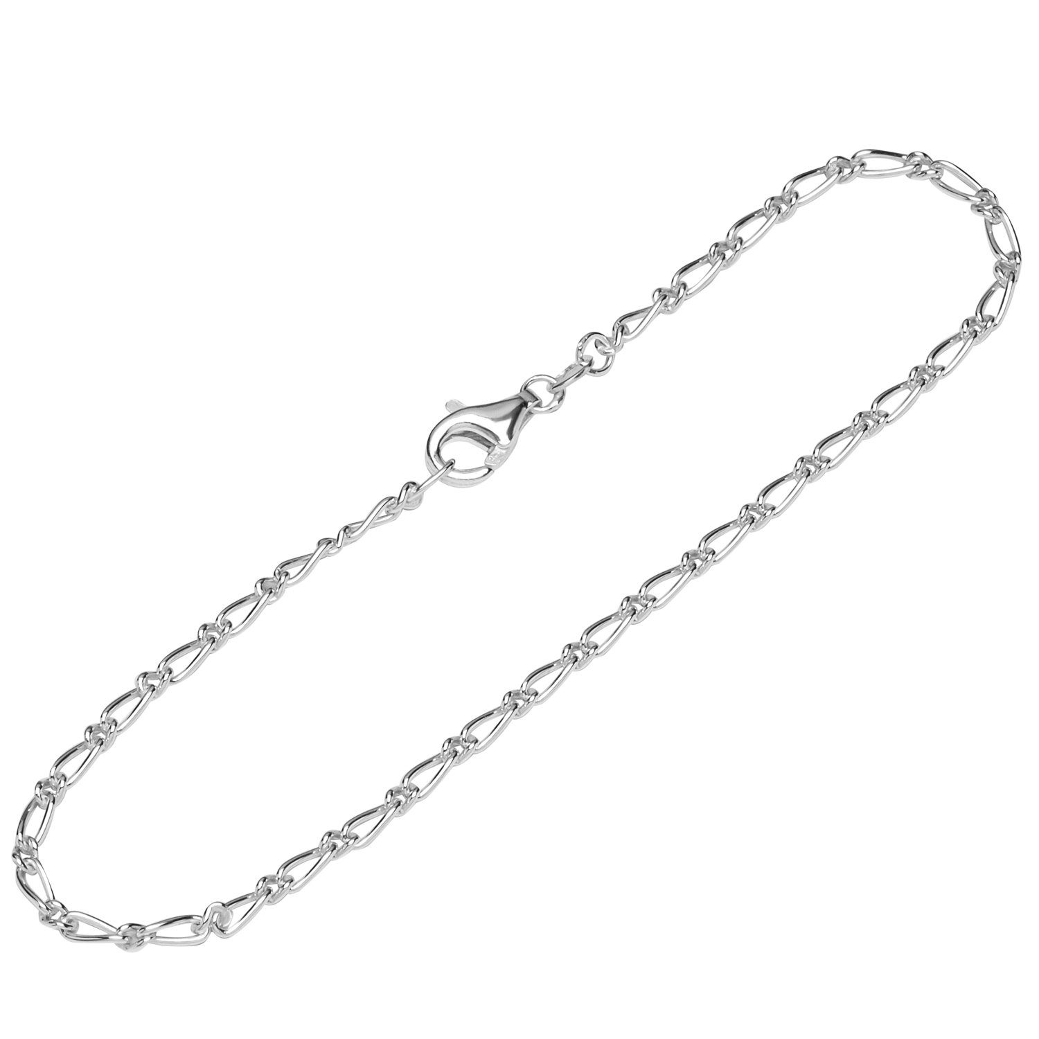 NKlaus Silberarmband Armband 925 Sterling Silber 19cm Figaro Panzerkett (1 Stück), Made in Germany