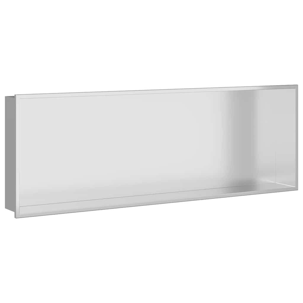 vidaXL Duschwand Duschnische Silber 90 x 30 x 9,5 cm Edelstahl, (1 tlg)