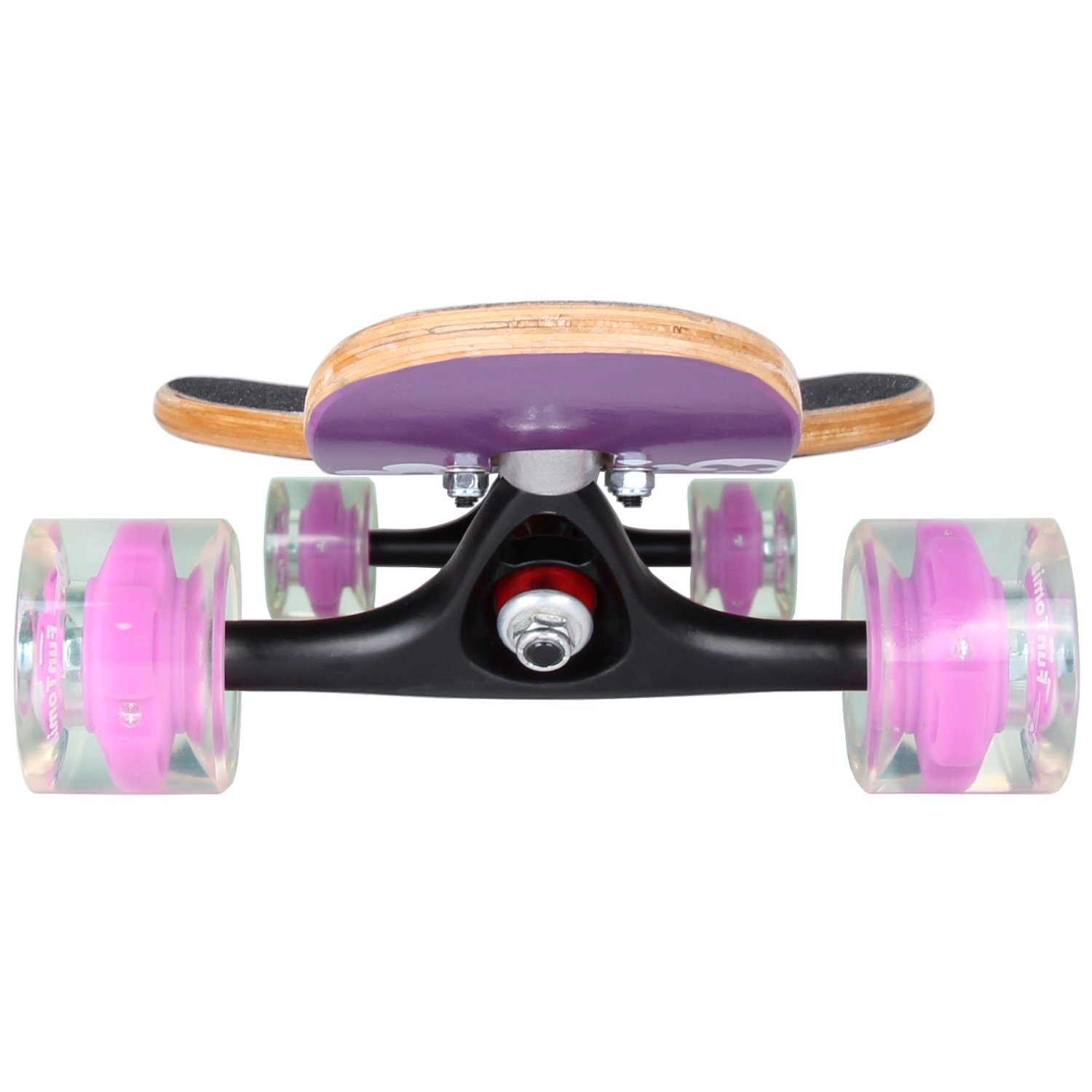 FunTomia LED Camber LED mit 25 Tip Drop Ahornholz - 68kg Flex Longboard Rollen Twin Through Cruiser / T-Tool Komplettboard Longboard Mach1 Speed Blume - in Skateboard Tip Kugellager, und Lila Flex 3 3 Stufen Camber bis Twin ABEC-9 +