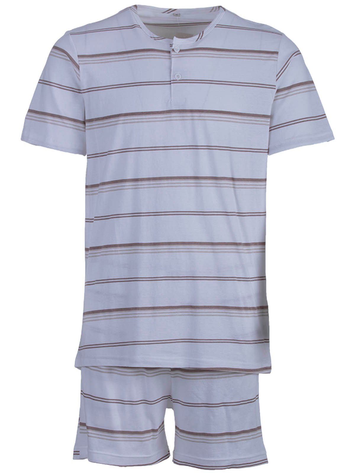 Henry Terre Schlafanzug Pyjama Set Shorty - Streifen grau