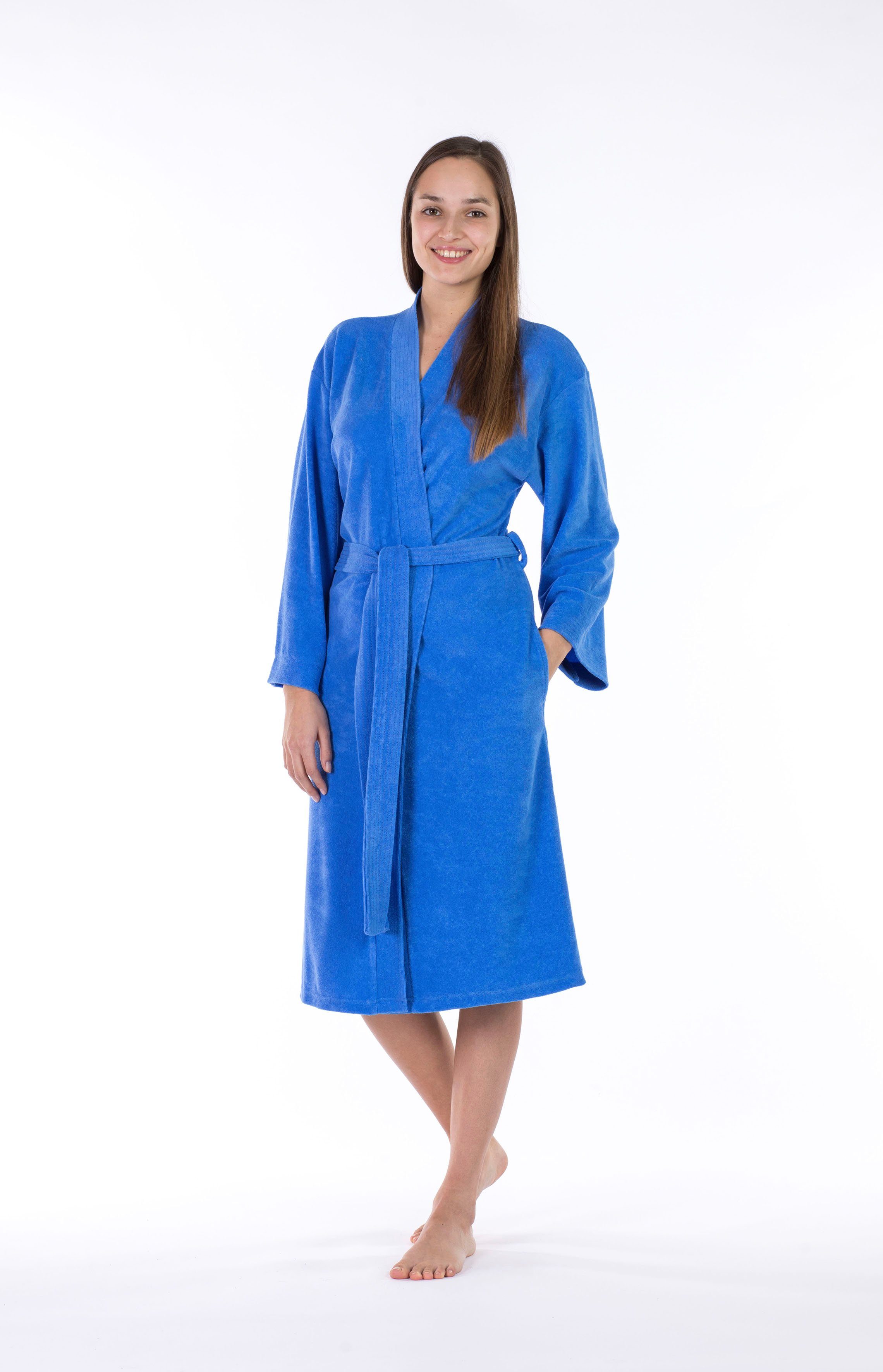 framsohn frottier Damenbademantel Jersey, Kurzform, Jersey, Kimono-Kragen, günstig online kaufen