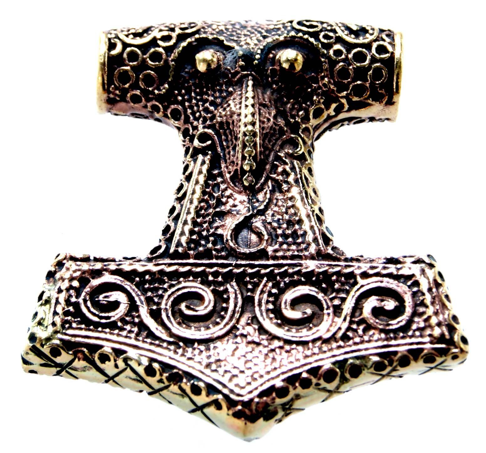 Hammer schwerer Mjölnir Kiss Thorshammer Bronze Anhänger of Wikinger Leather Nordisch Kettenanhänger Rabe