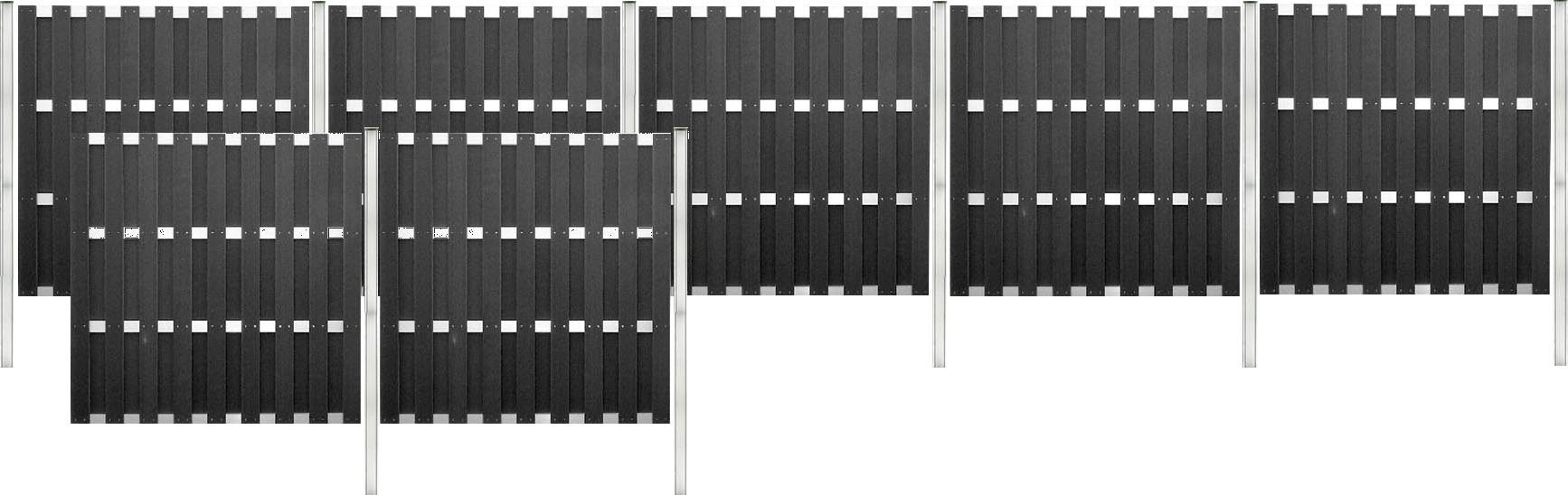 Tetzner & Jentzsch Sichtschutzelement EL PASO WPC, 13,14 m Gesamtlänge, 190 cm Höhe, inkl. Pfosten und Befestigung