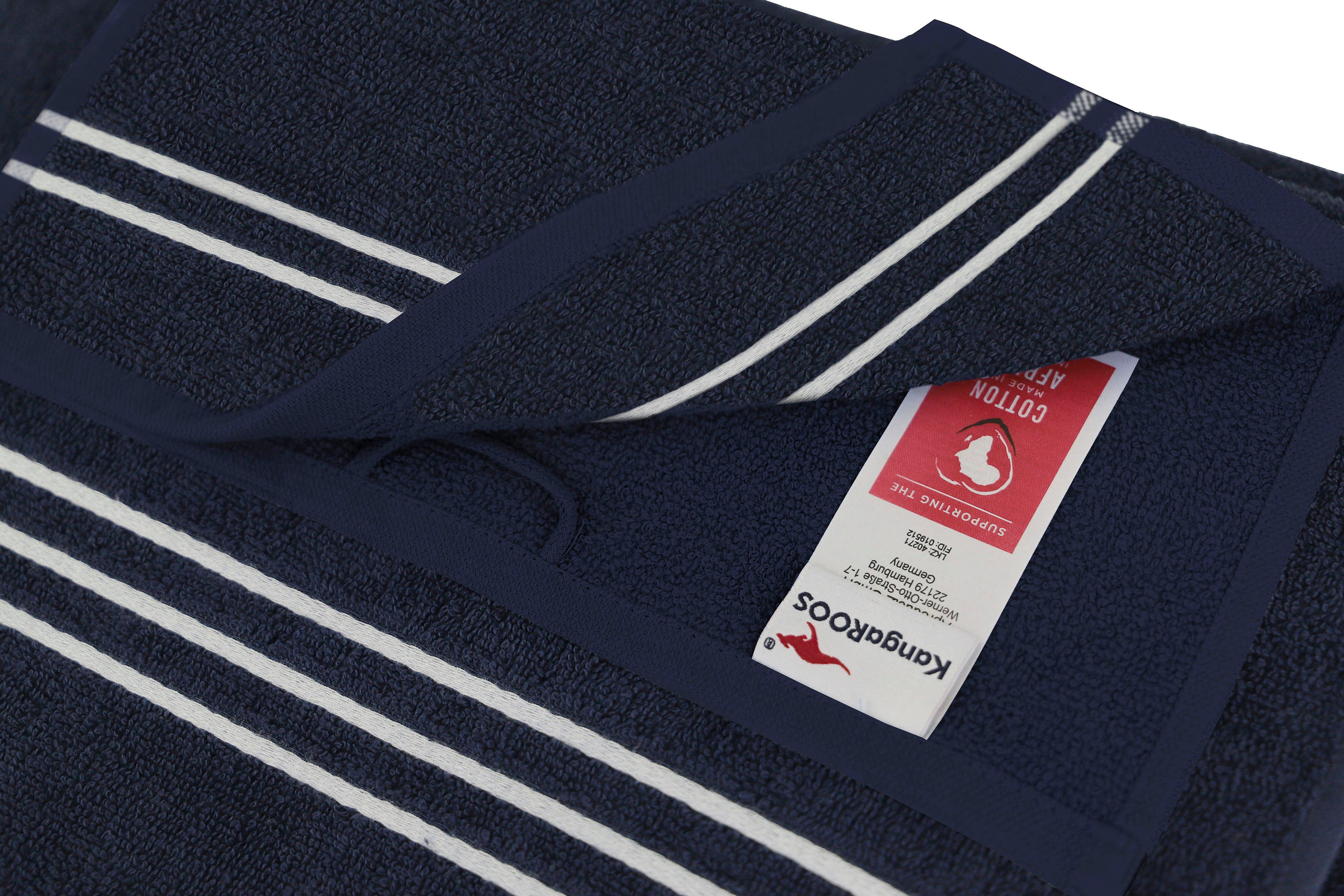 KangaROOS Handtuch Streifenbordüre, mit Walkfrottier, 100% aus 6-tlg), Baumwolle einfarbiges Handtuch-Set Dalia, (Set, Set marine