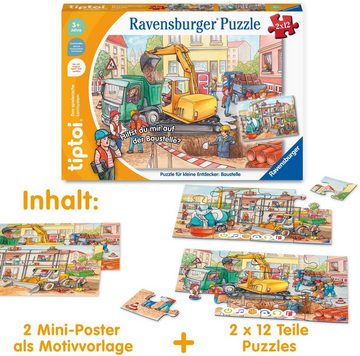 Ravensburger Puzzle tiptoi® Puzzle für kleine Entdecker: Baustelle, 12 Puzzleteile, Made in Europe, FSC® - schützt Wald - weltweit