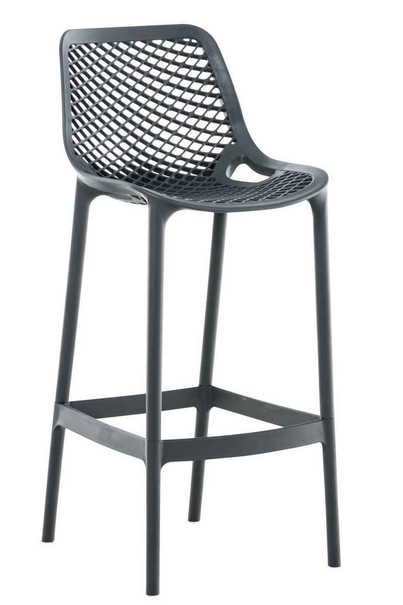 TPFLiving Barhocker Air (mit angenehmer Fußstütze - Hocker für Theke & Küche), Gestell Kunststoff - Sitzfläche: Kunststoff Dunkelgrau