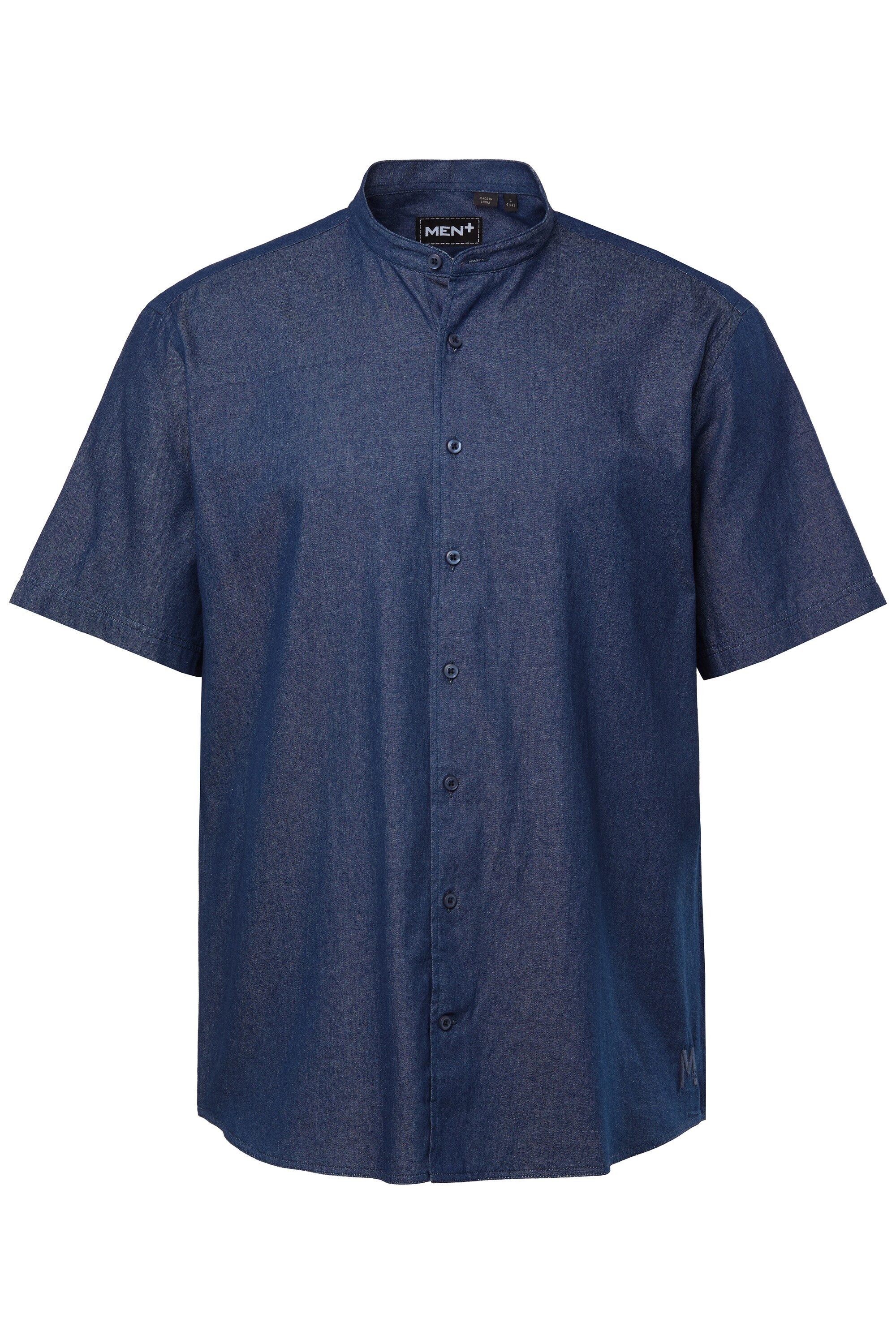 Men Plus Kurzarmhemd Jeansoptik-Hemd Halbarm Stehkragen Comfort Fit günstig online kaufen