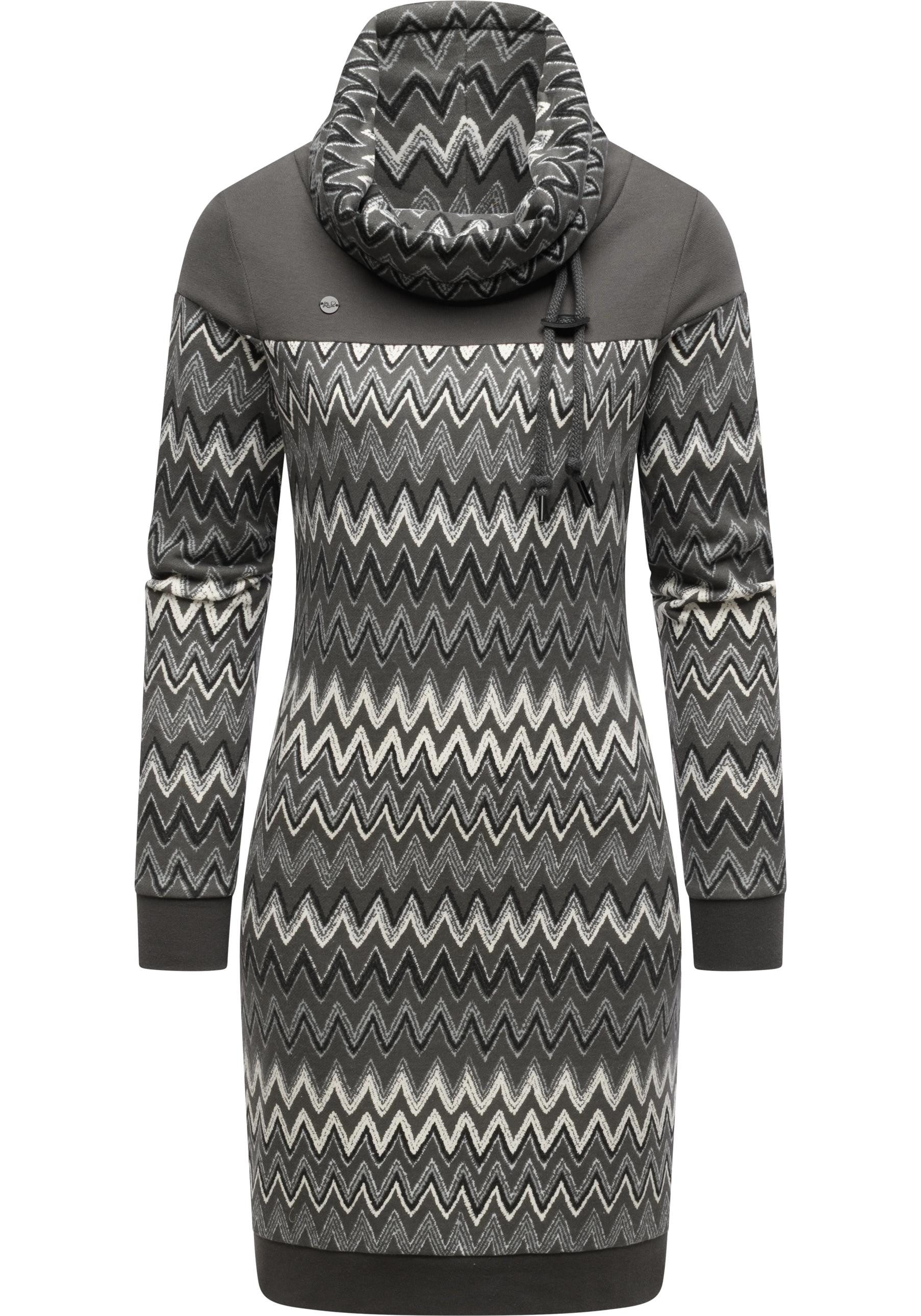 Ragwear Sweatkleid Chlloe Zig Zag YOUMODO stylisches Langarm Midikleid mit ZigZag-Muster