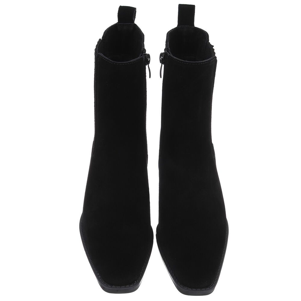 Ital-Design Elegante Leder-Stiefeletten für Damen - Komfort und Stil Westernstiefelette (90482653) Blockabsatz Stiefeletten in Schwarz