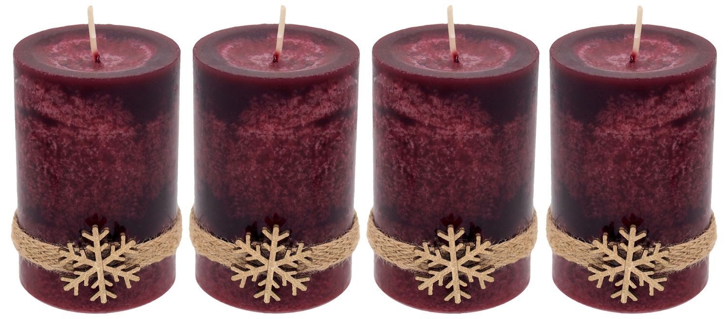 ZauberDeko Adventskerze 4 Adventskerzen Kerzen Stumpenkerzen Bordeaux Rot S günstig online kaufen