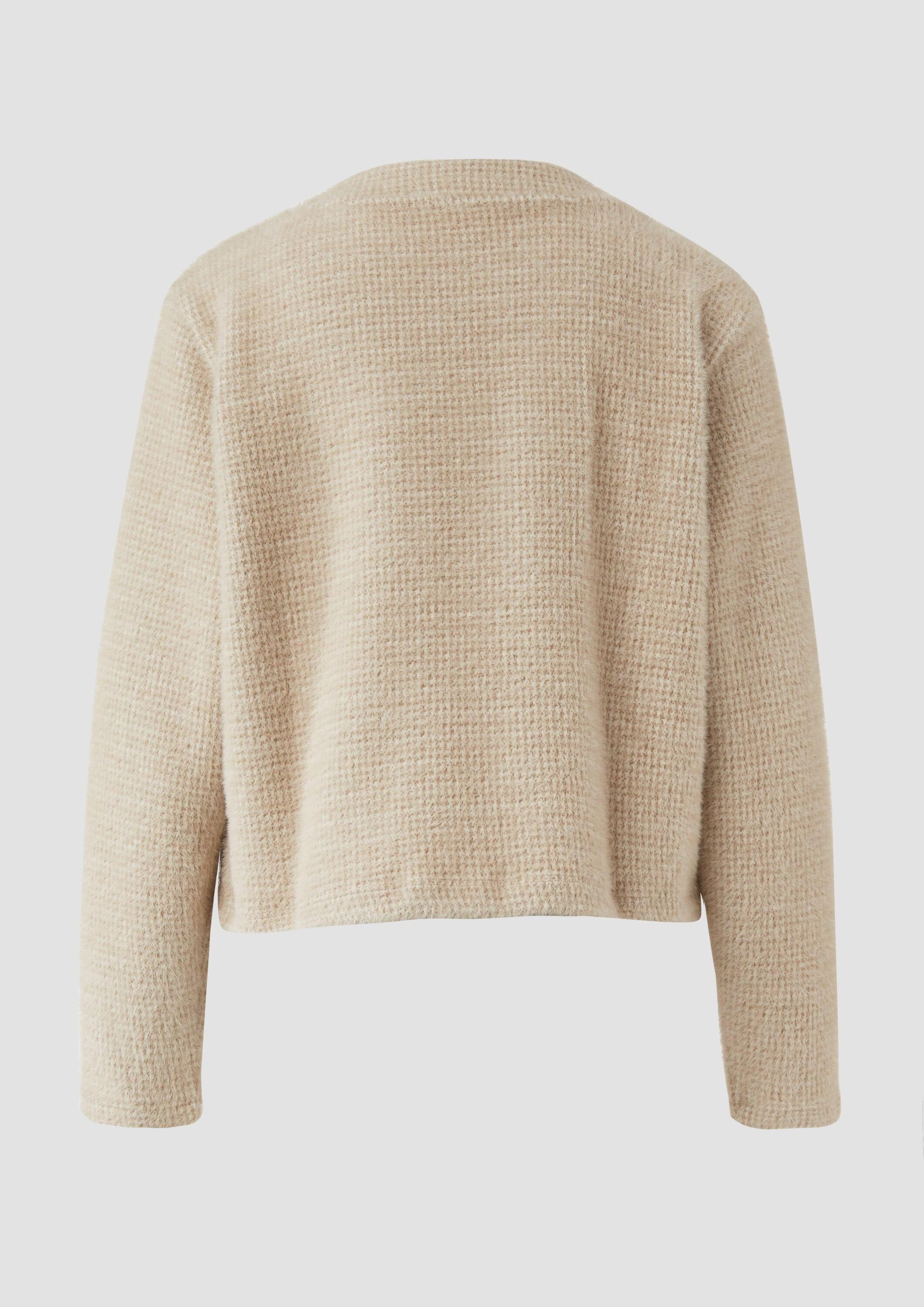 s.Oliver Sweatjacke Sweatshirt Jacke Flauschige Sweatshirt-Jacke mit Muster günstig online kaufen