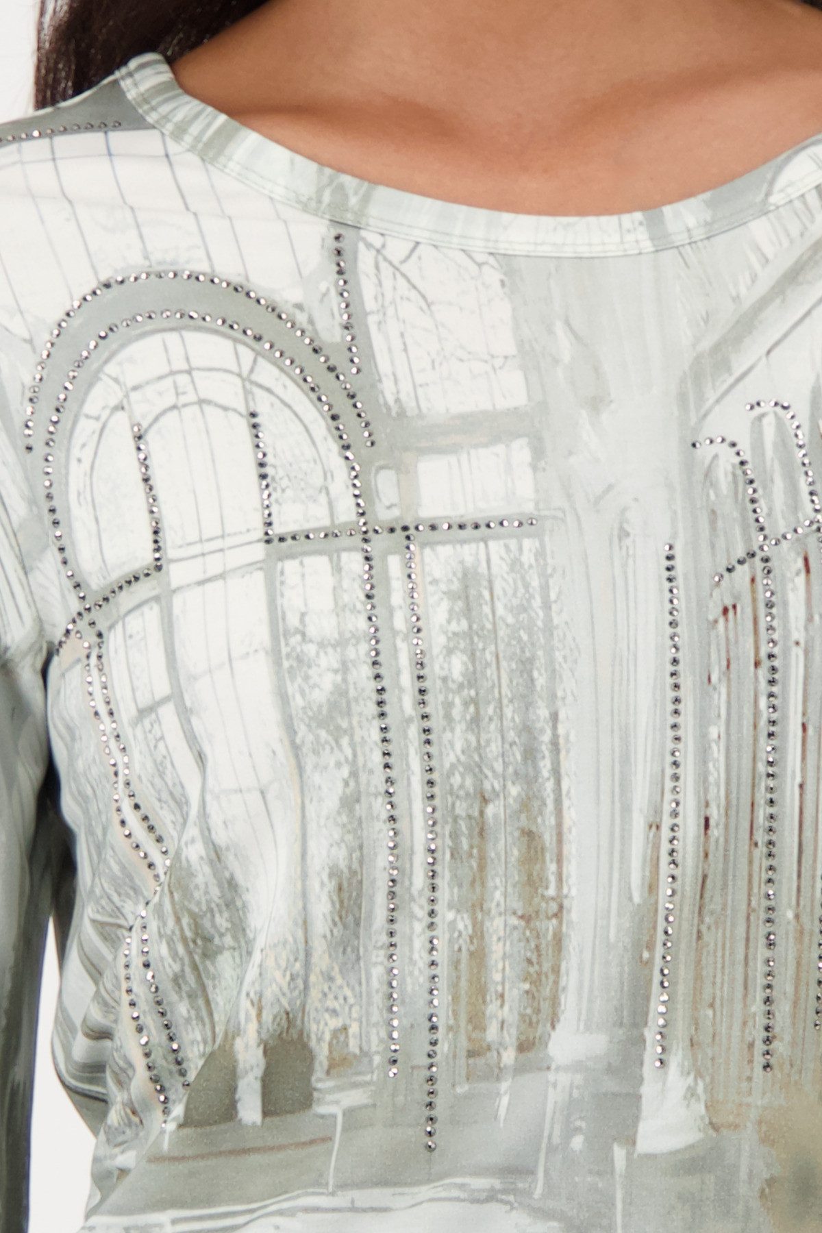 Monari Langarmshirt Shirt Gallery allover Regular fit mit Rundhalsausschnitt