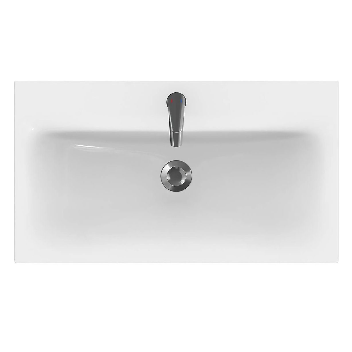 KOLMAN Waschbeckenunterschrank mit Keramikwaschbecken & Badezimmerschrank Set Grau 80 Badmöbel Schubladen MODUO