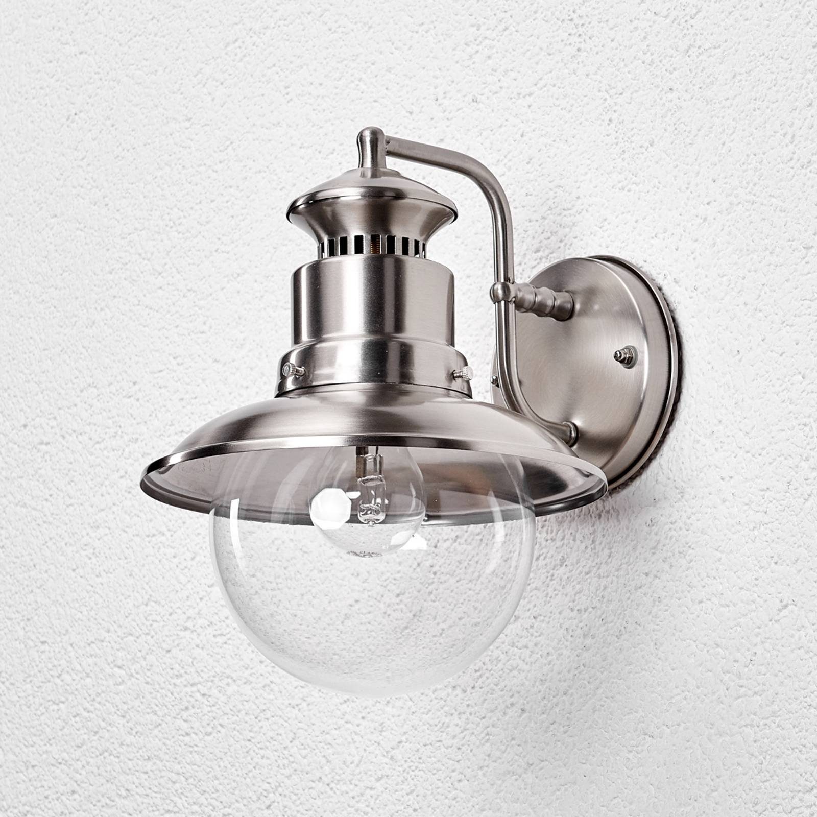 Lindby Außen-Wandleuchte Gwendolyn, Edelstahl Alu IP44, 1 x 60 W
