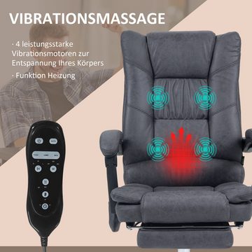 Vinsetto Schreibtischstuhl Massage-Bürostuhl 111-119 cm Drehstuhl mit Heizfunktion (PC Stuhl, 1 St), mit Fußstütze, Mikrofaser, Dunkelgrau