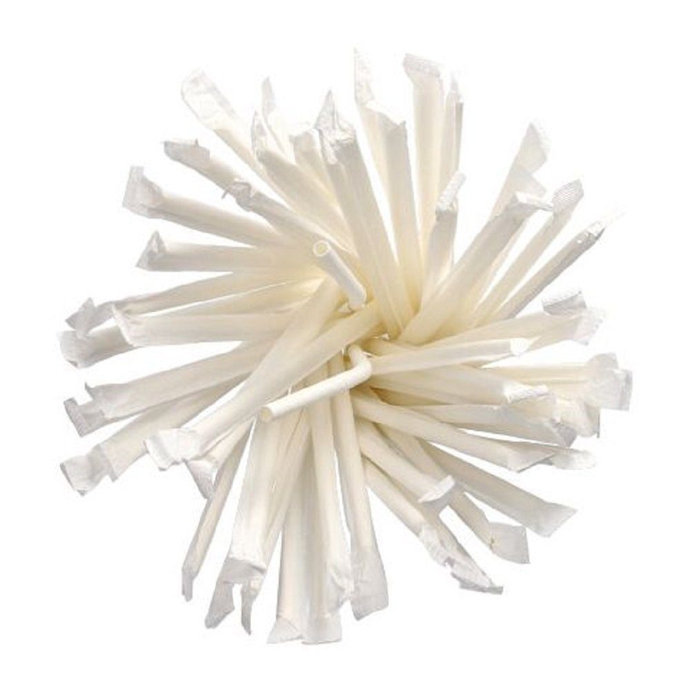 PAPSTAR Einwegbecher 100 Strohhalme einzeln gehüllt flexibel Ø6mm "pure" 20cm weiß, Papier – Bild 3 von 3