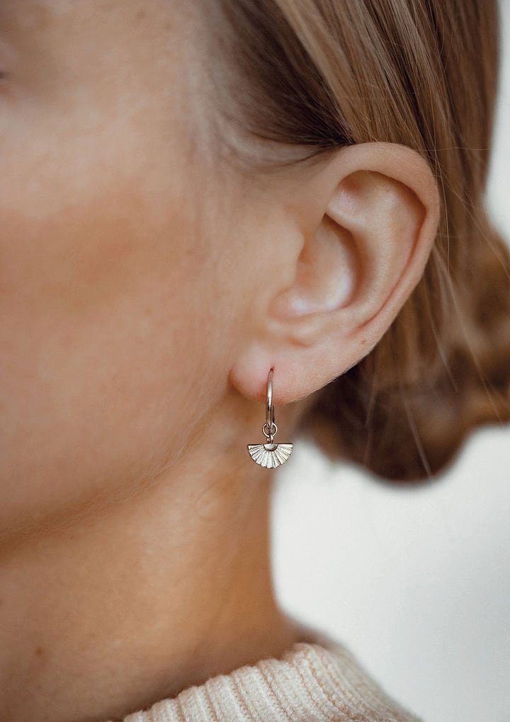 Hey Happiness Klappcreolen Fächer Ohrringe Silber 925 Damen hängend, 18K Ro günstig online kaufen