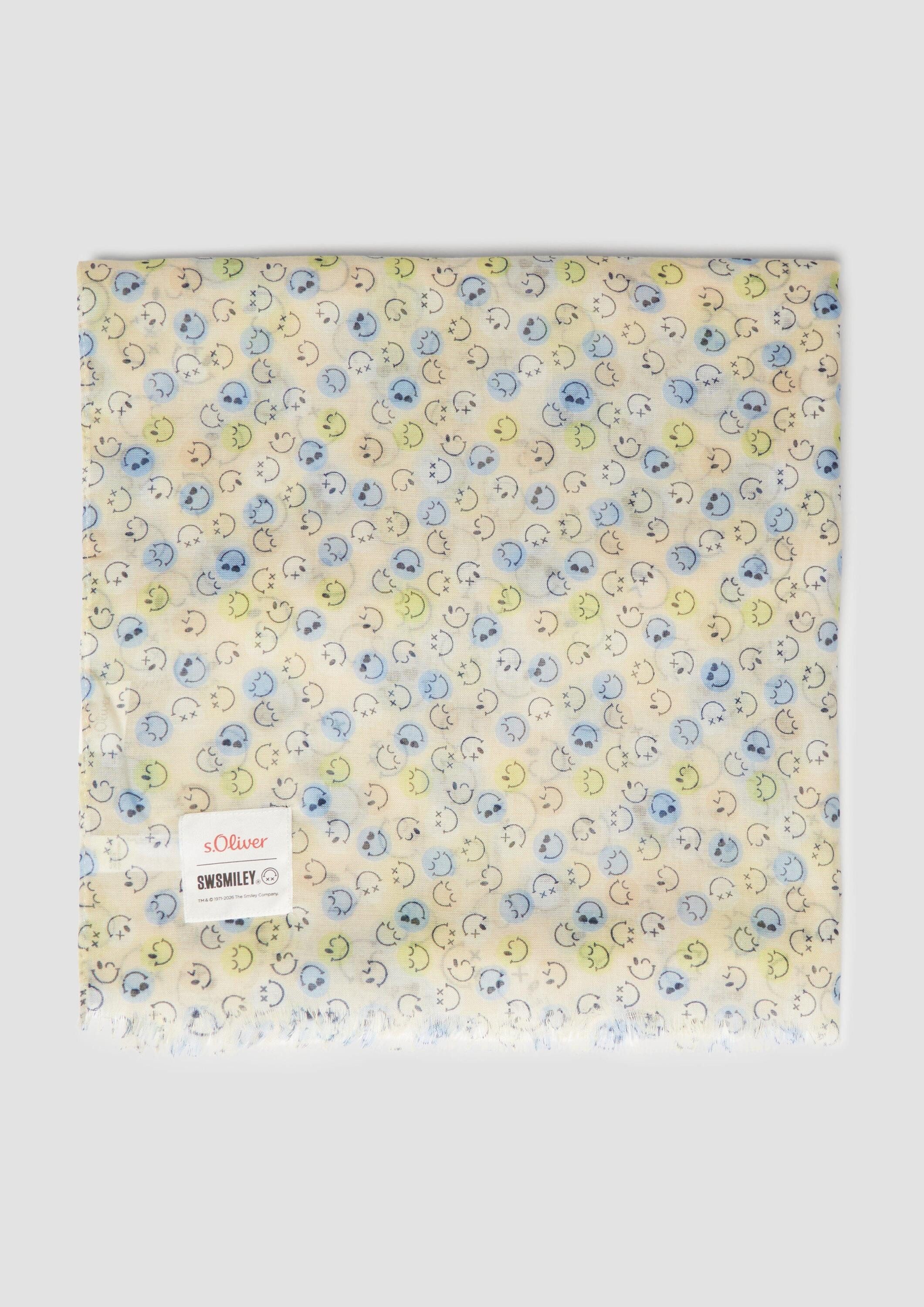 s.Oliver Schal Tuch, Leichter Schal mit S.W.-Smiley®-Print