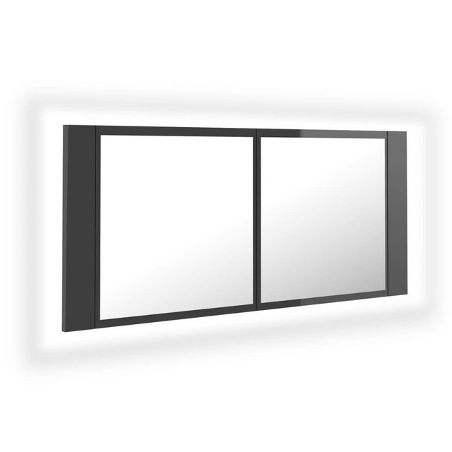 vidaXL Badezimmerspiegelschrank LED-Bad-Spiegelschrank Hochglanz-Grau 100x12x45 cm Acryl