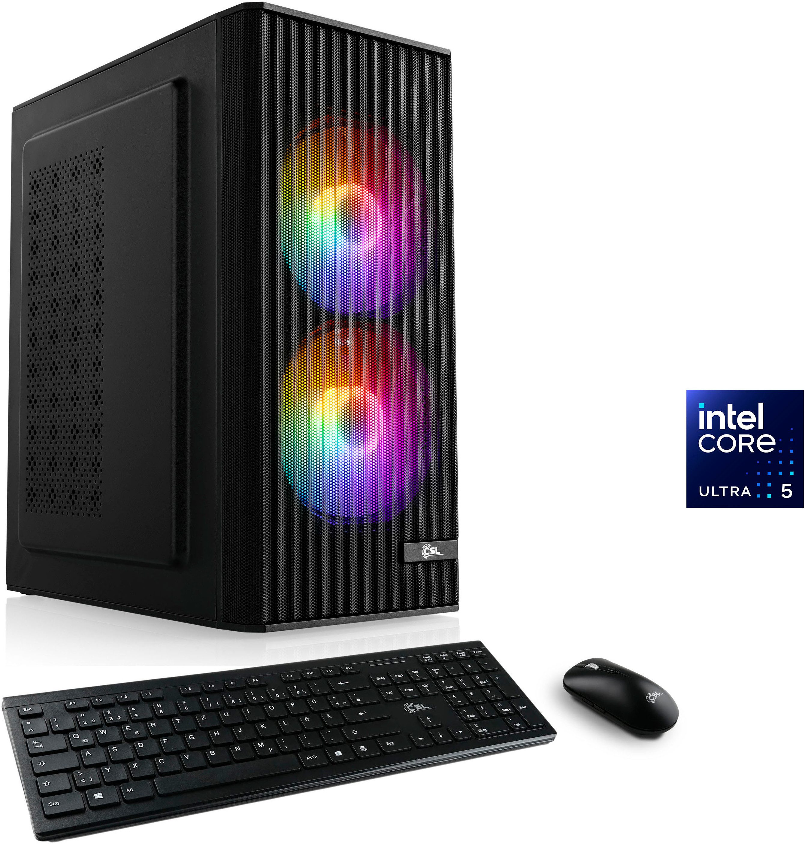 CSL Spectrum V25332W Gaming-PC (Intel 245K, 32 GB RAM, 1000 GB SSD, Luftkühlung)