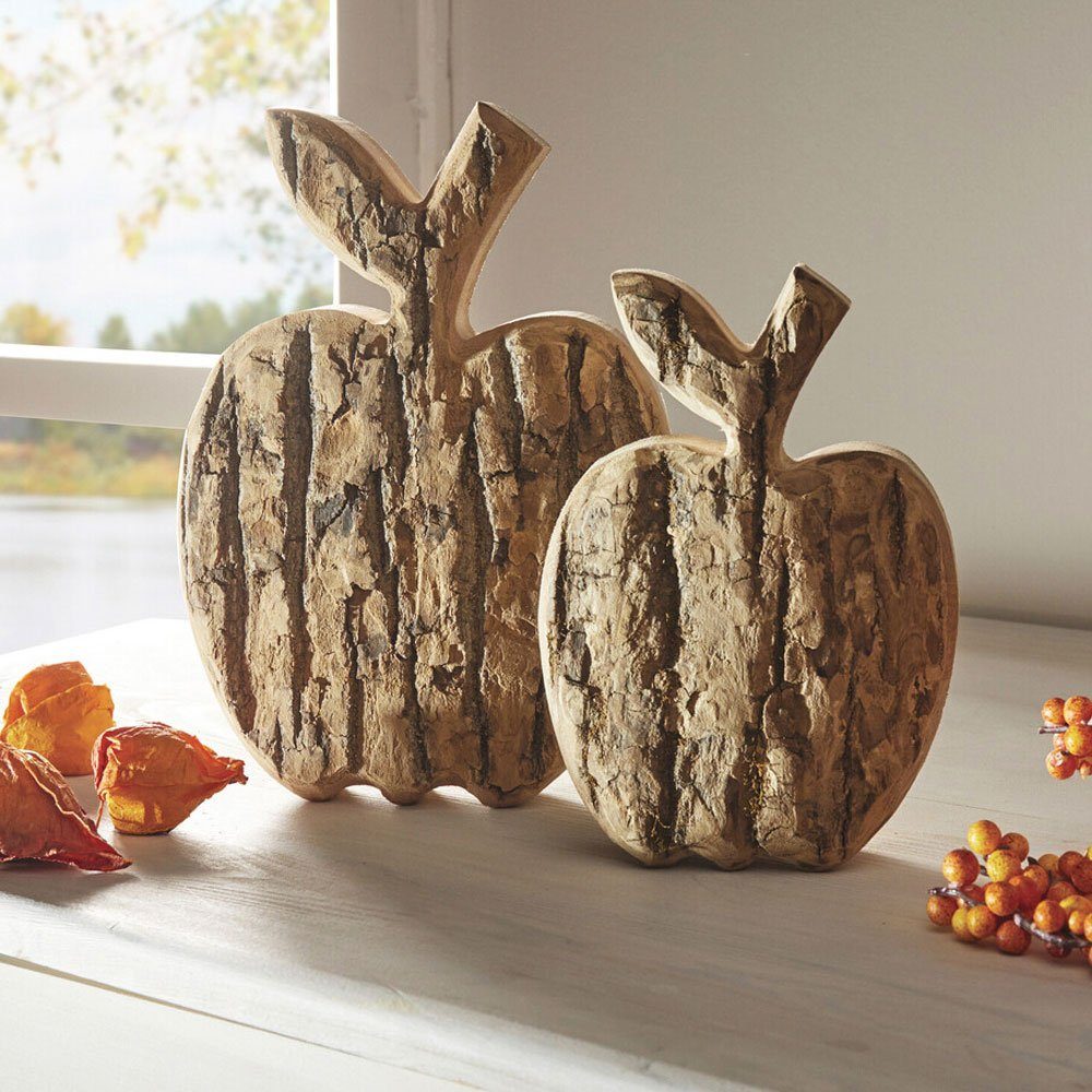 Home-trends24.de Dekofigur Dekofigur Apfel Äpfel Figur Deko Figuren Herbst  Holz Objekt 2er (2 St)