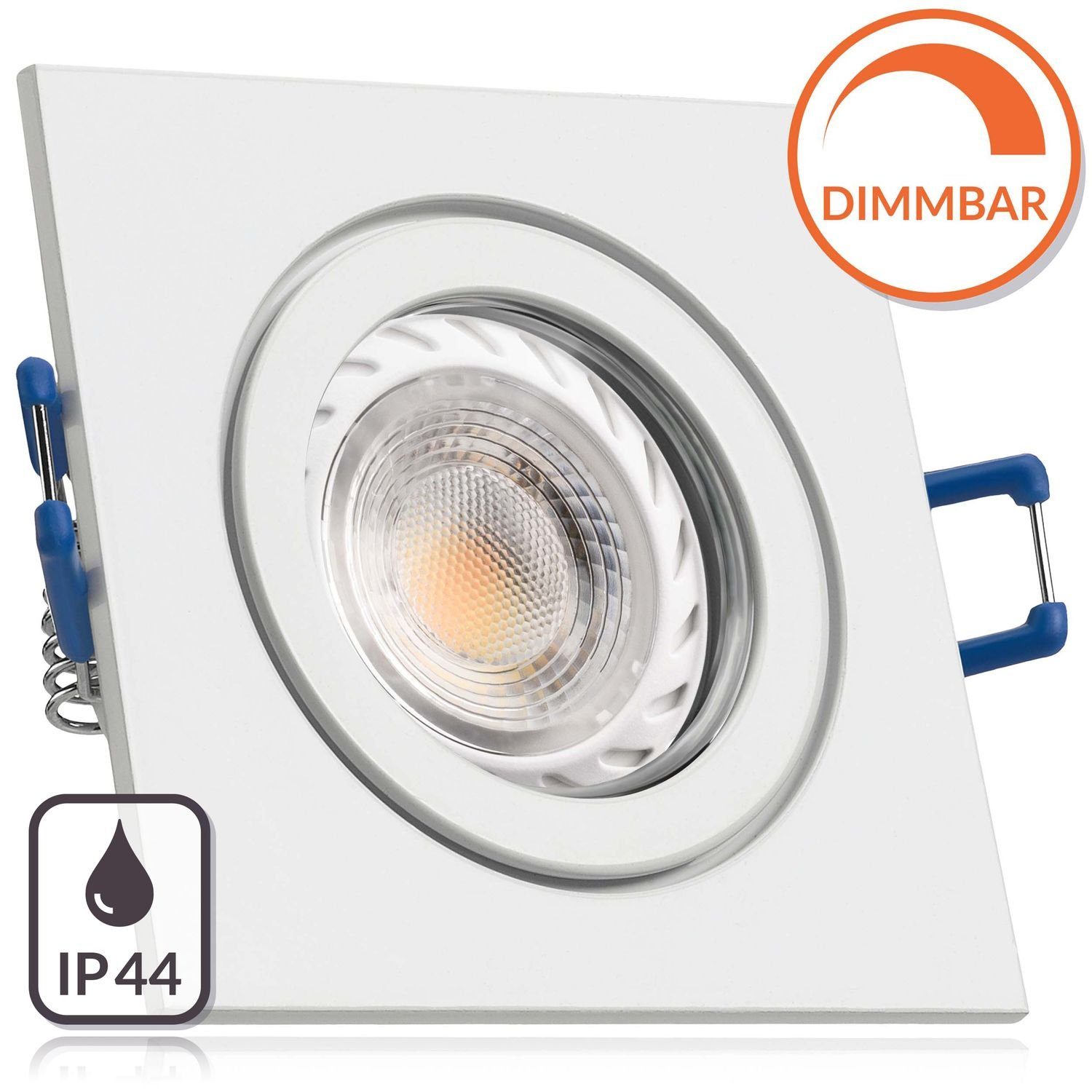 LEDANDO LED Einbaustrahler IP44 LED Einbaustrahler Set GU10 in weiß mit 5,5W LED von LEDANDO - di