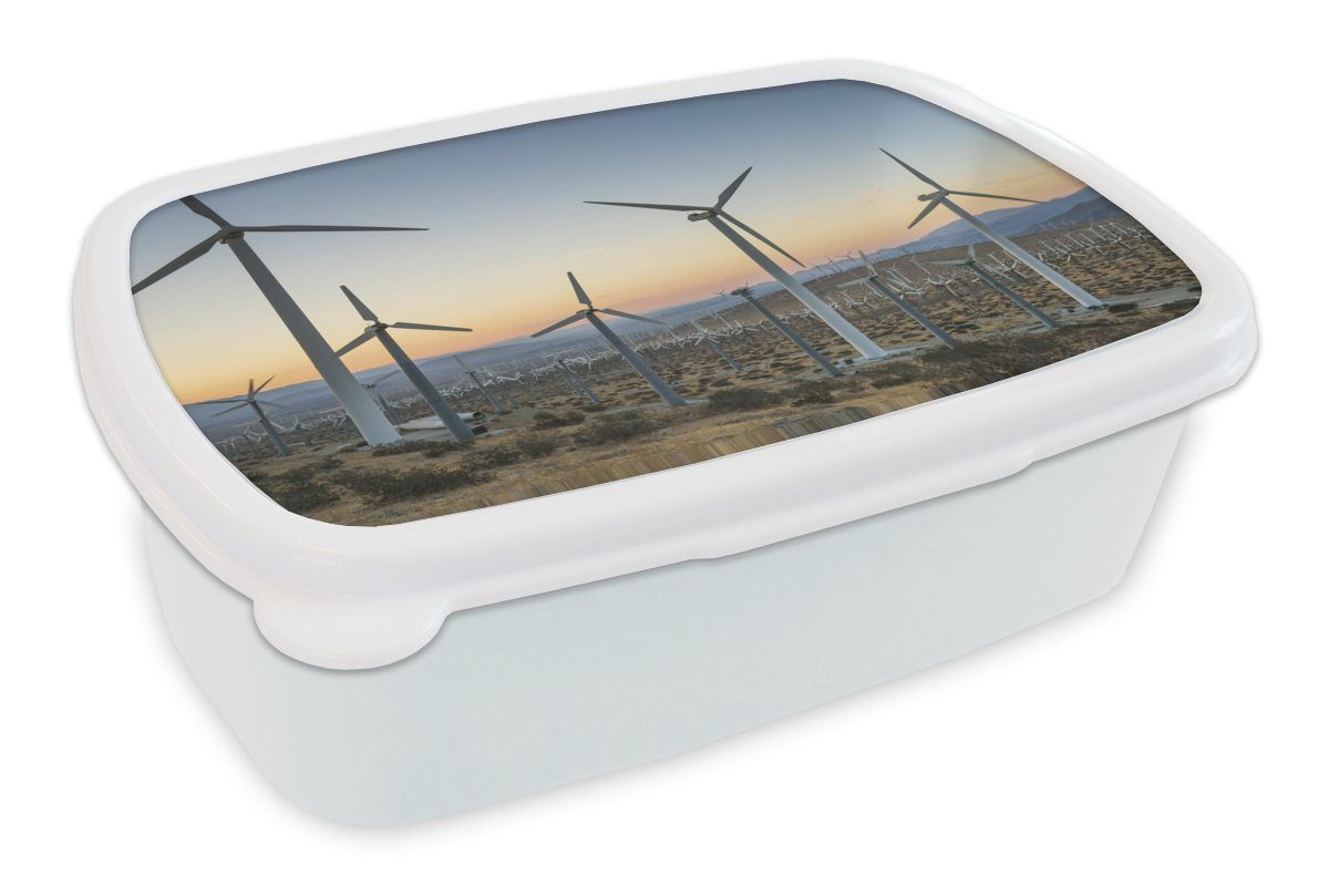 MuchoWow Lunchbox Amerika - Sonne - Windrad, Kunststoff, (2-tlg), Brotbox für Kinder und Erwachsene, Brotdose, für Jungs und Mädchen weiß