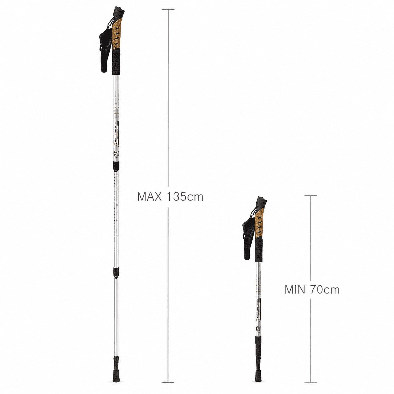 MidGard Nordic-Walking-Stöcke Teleskop Antischock Wanderstöcke aus Aluminiumlegierung mit Korkgriff (2 St), Leicht, mit ergonomischen Korkgriffe inkl. Transporttasche