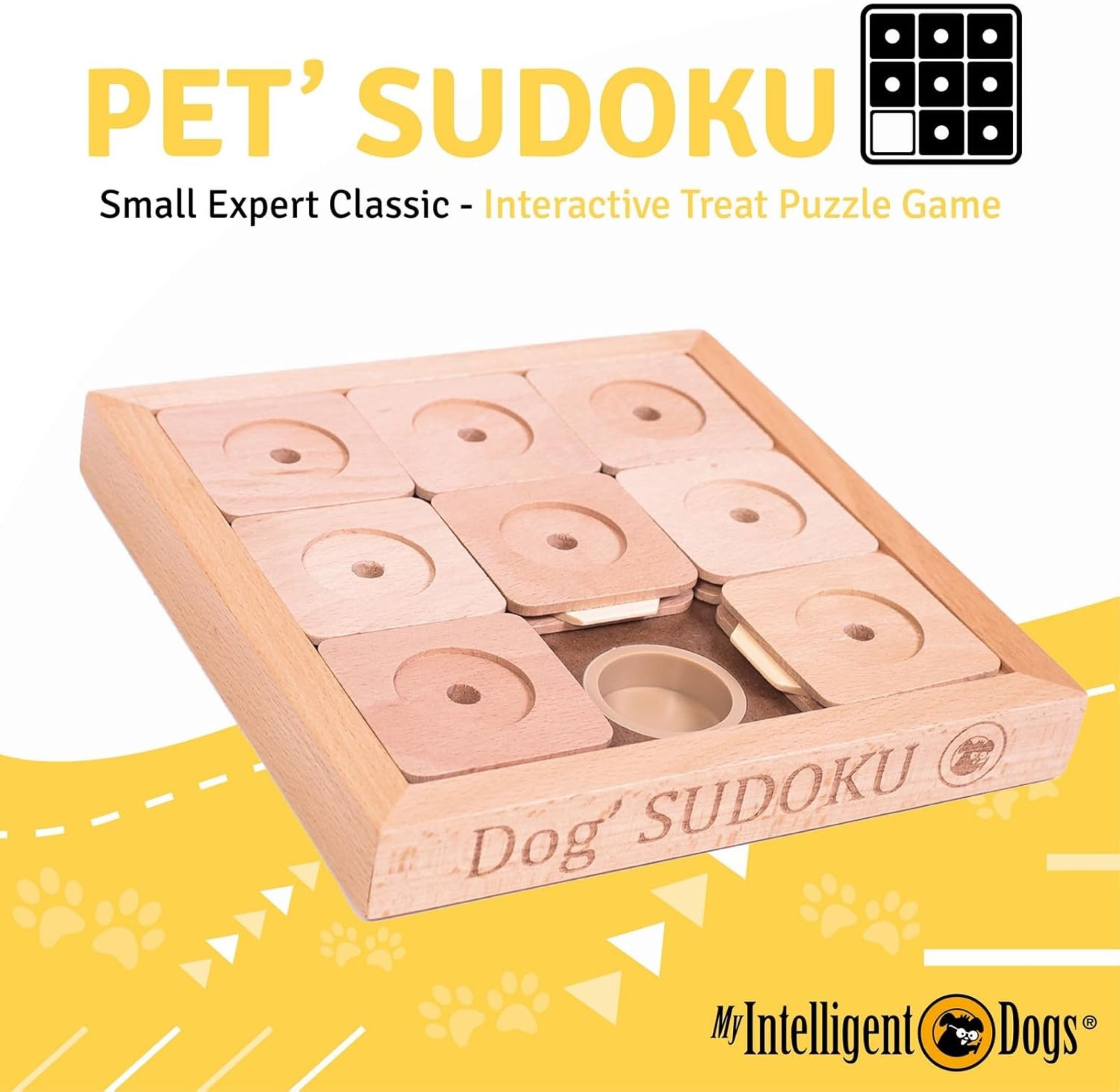 My Intelligent Dogs Tier-Intelligenzspielzeug Hundespielzeug Sudoku Small Expert Holz Level 3, Holz, Schwierigkeitsgrad 3 für fortgeschrittene Hunde und Katzen