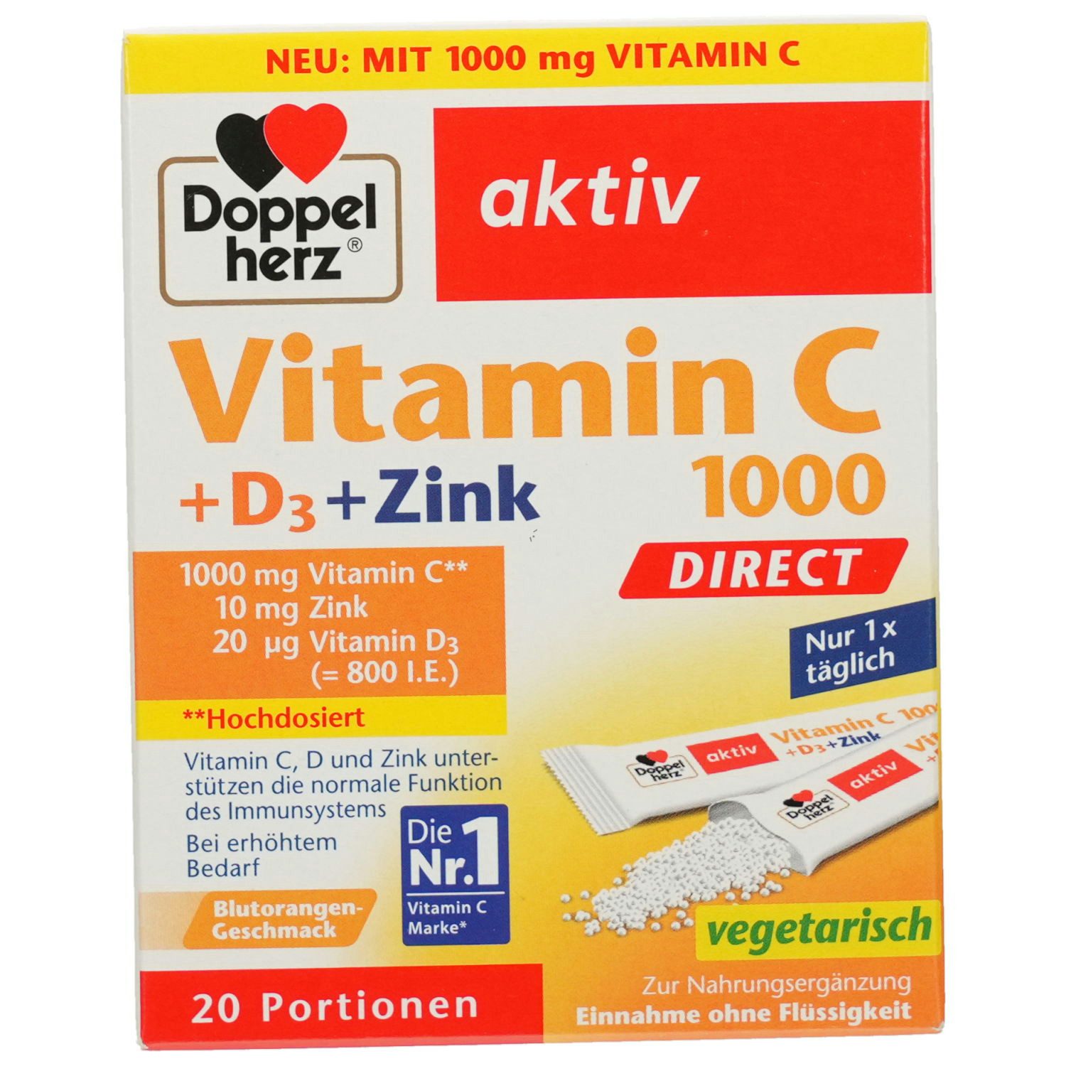 Doppelherz DOPPELHERZ Vitamin C 1000+D3+Zink DIRECT Pellets 20 Stück Pellets