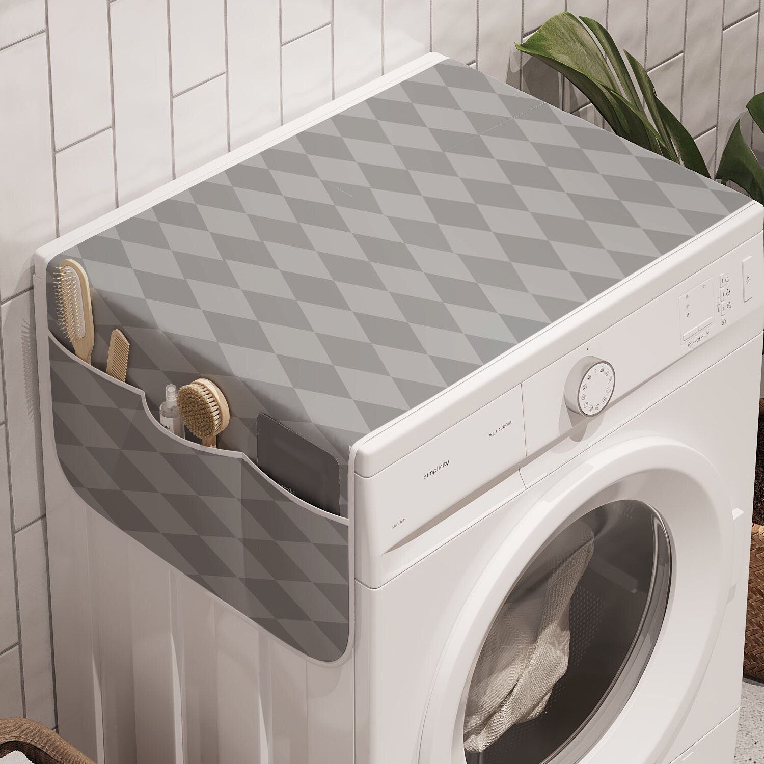 Rhombus Trockner, und geometrische Neutral Rhombus Abakuhaus Kunst für Anti-Rutsch-Stoffabdeckung Waschmaschine Badorganizer