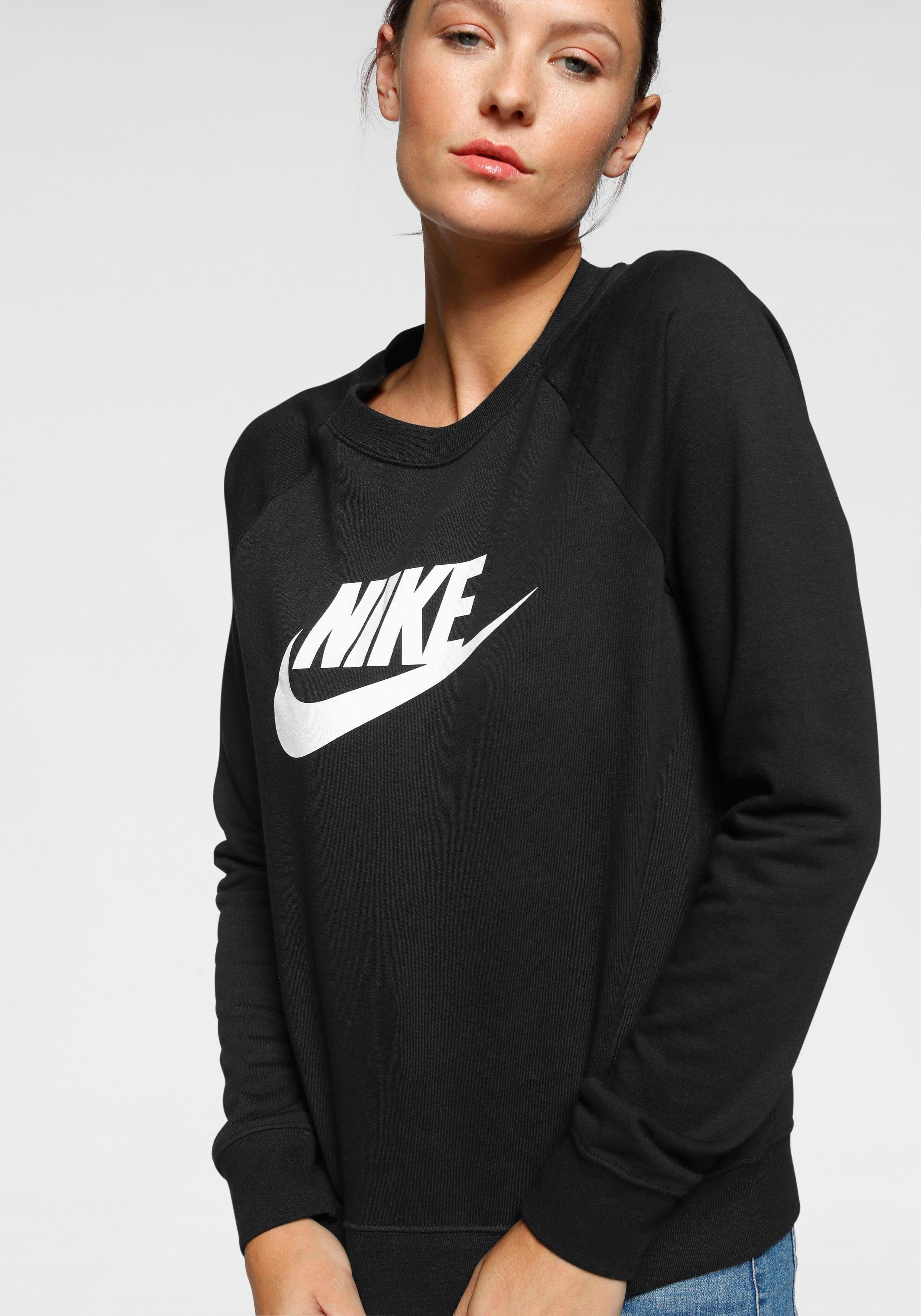 schwarz-weiß Nike CREW Sportswear FLEECE WOMEN Sweatshirt ESSENTIAL