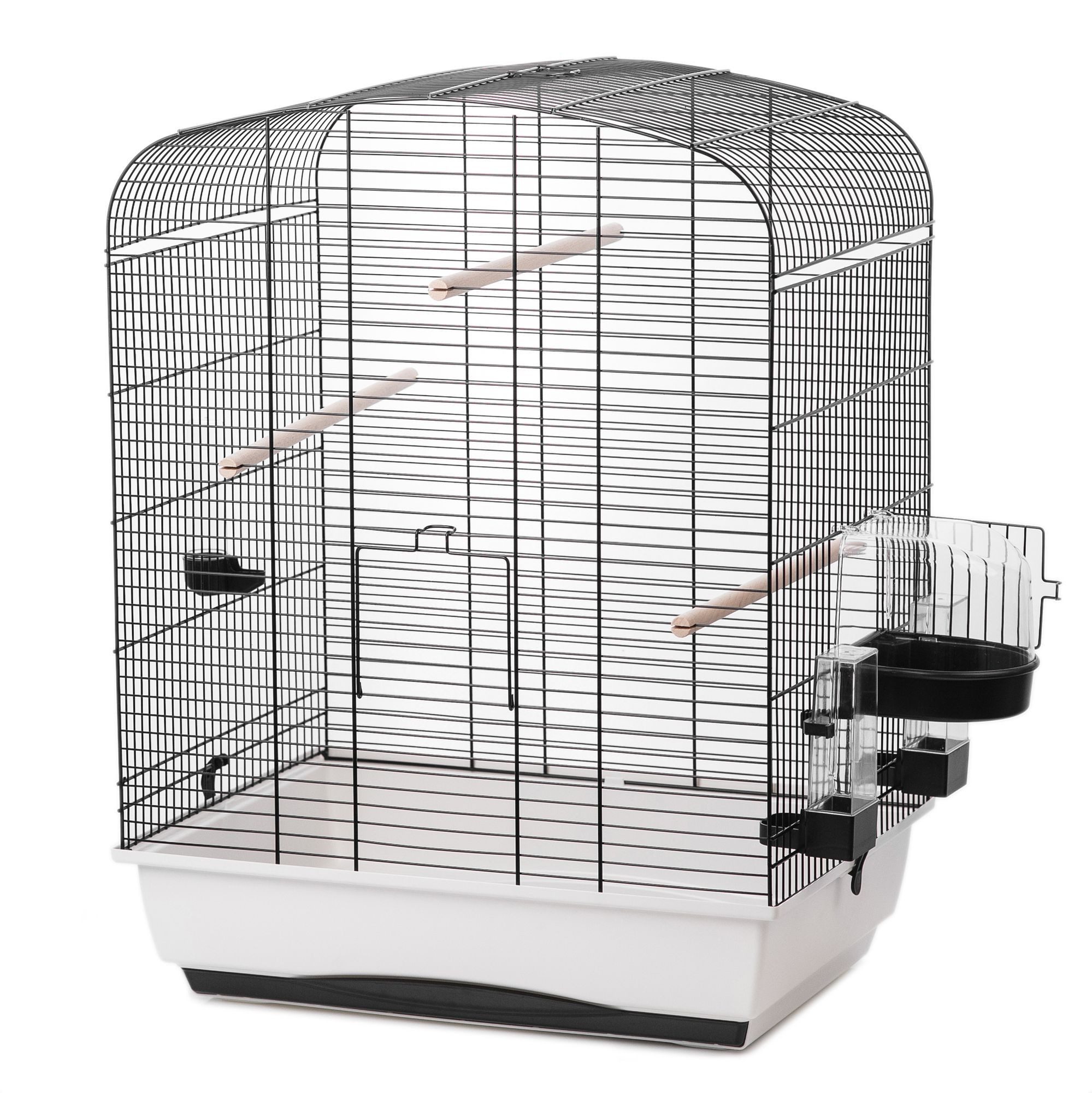 Ollesch Vogelkäfig Vogelkäfig Vogelheim Elena schwarz/weiß 54x39x71cm mit Zubehör