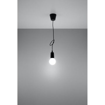 SOLLUX lighting Wandleuchte Hängelampe Pendelleuchte DIEGO 1 schwarz, 1x E27, ca. 9x9x90 cm
