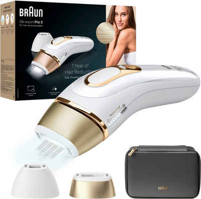 Braun IPL-Haarentferner Silk·expert Pro 5 PL5140, pro Minute bis zu 125 Lichtimpulse, 2 Aufsätze, mit Aufbewahrungstasche