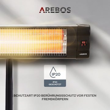 Arebos Heizstrahler Infrarot Heizstrahler 2500 W mit Fernbedienung, mit Stativ, IP20 Schutzklasse