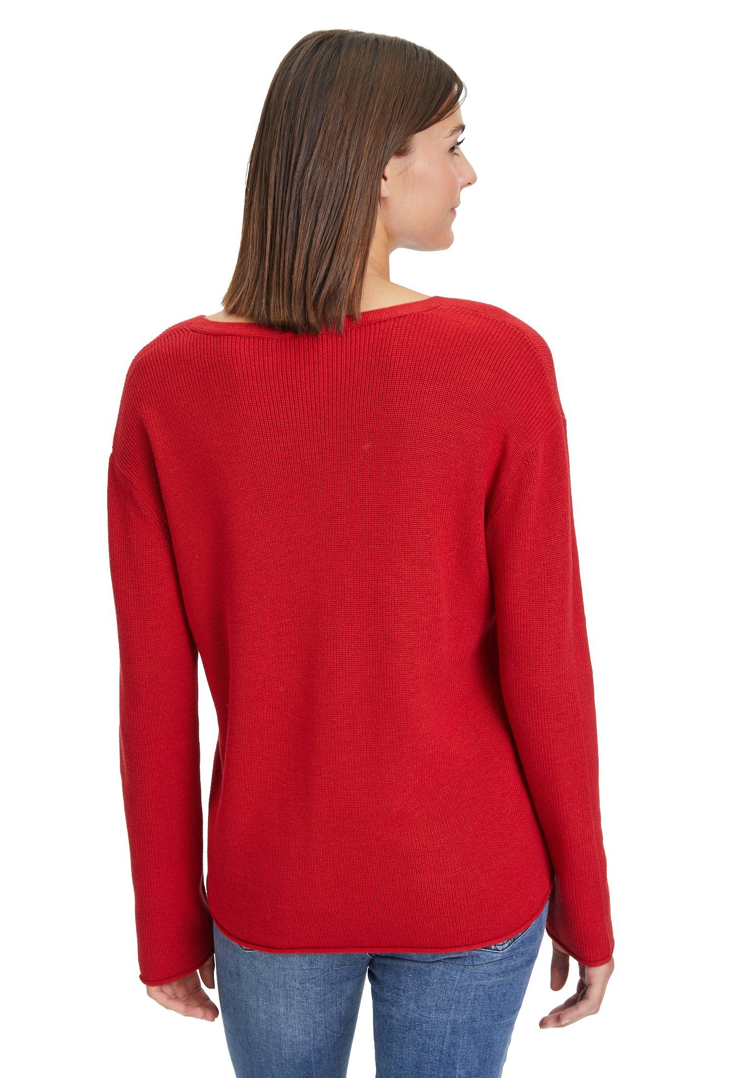 mit Betty Strickdetails Rot Strick (1-tlg) Strickpullover Barclay